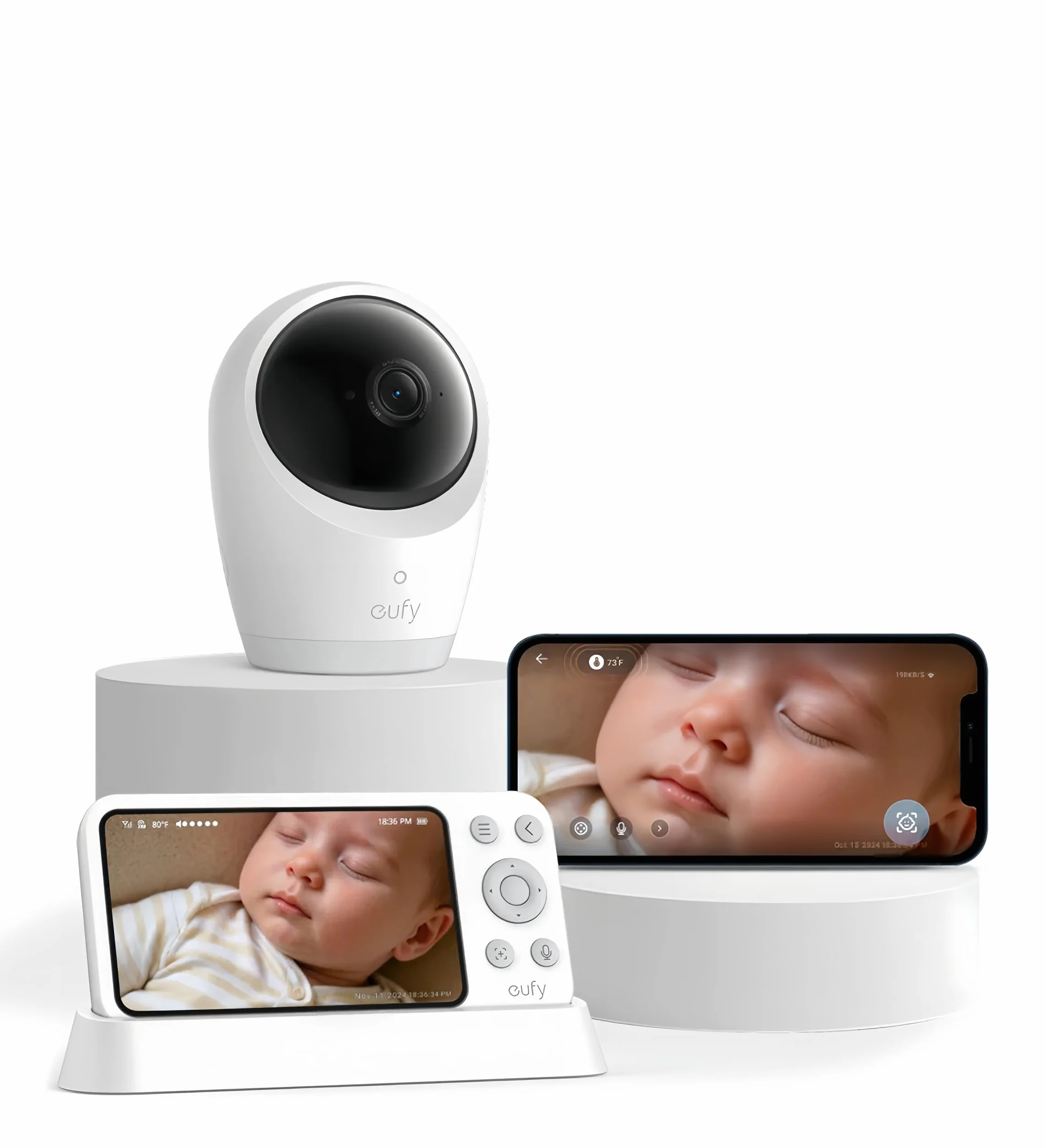 eufy Niania z kamerą, sterowanie przez aplikację i offline, 4K HD, ultraczysty tryb nocny, funkcja obrotu i nachylenia, mobilna kamera z wbudowaną baterią, ANR, inteligentne alerty, przełącznik Wi-Fi