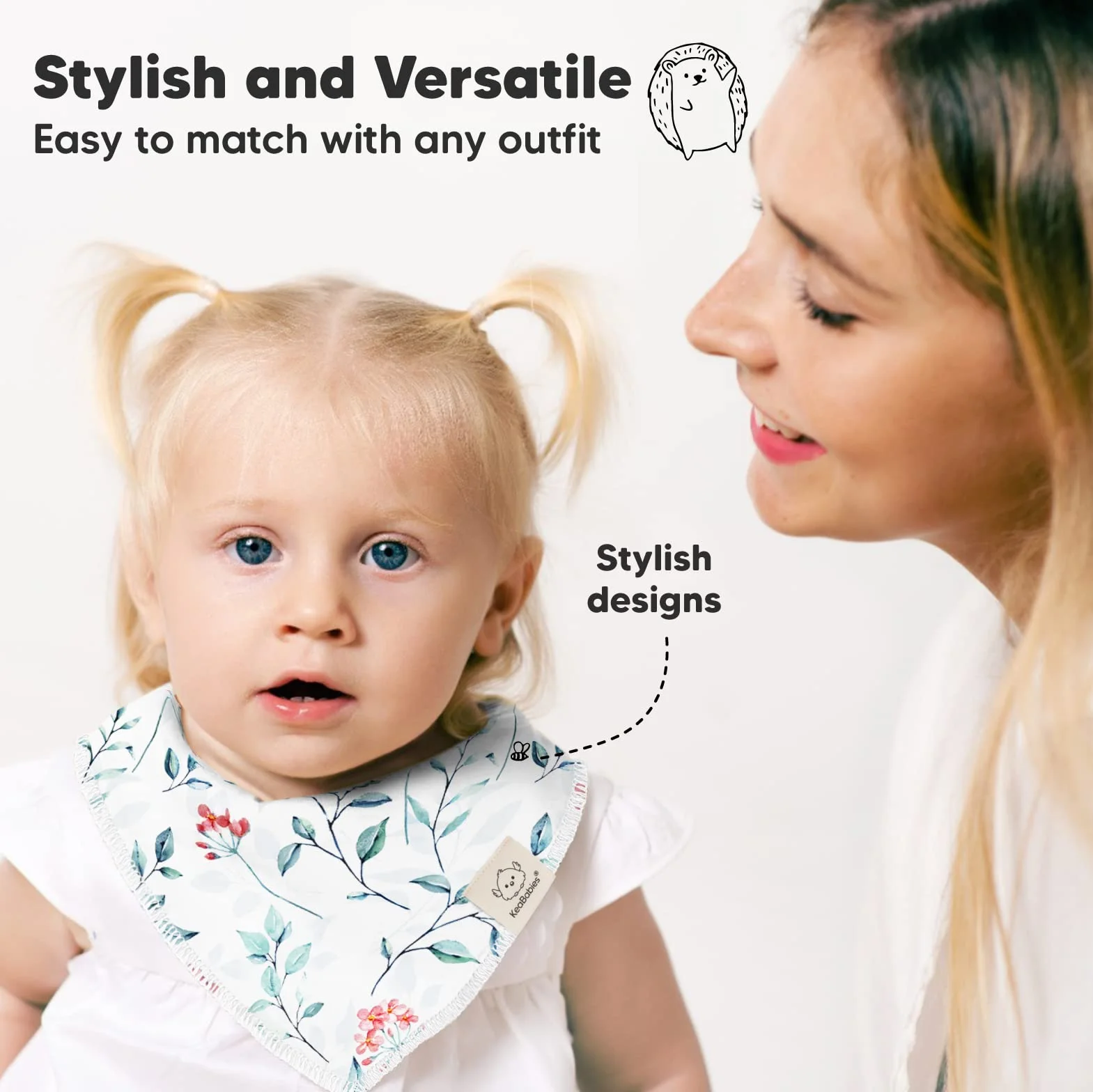 KeaBabies - Bandana Sabber-Lätzchen dla dziewczynek - Super Saugfähig z Bio-Baumwolle - Lätzchen für Zahnen (Tea Party)