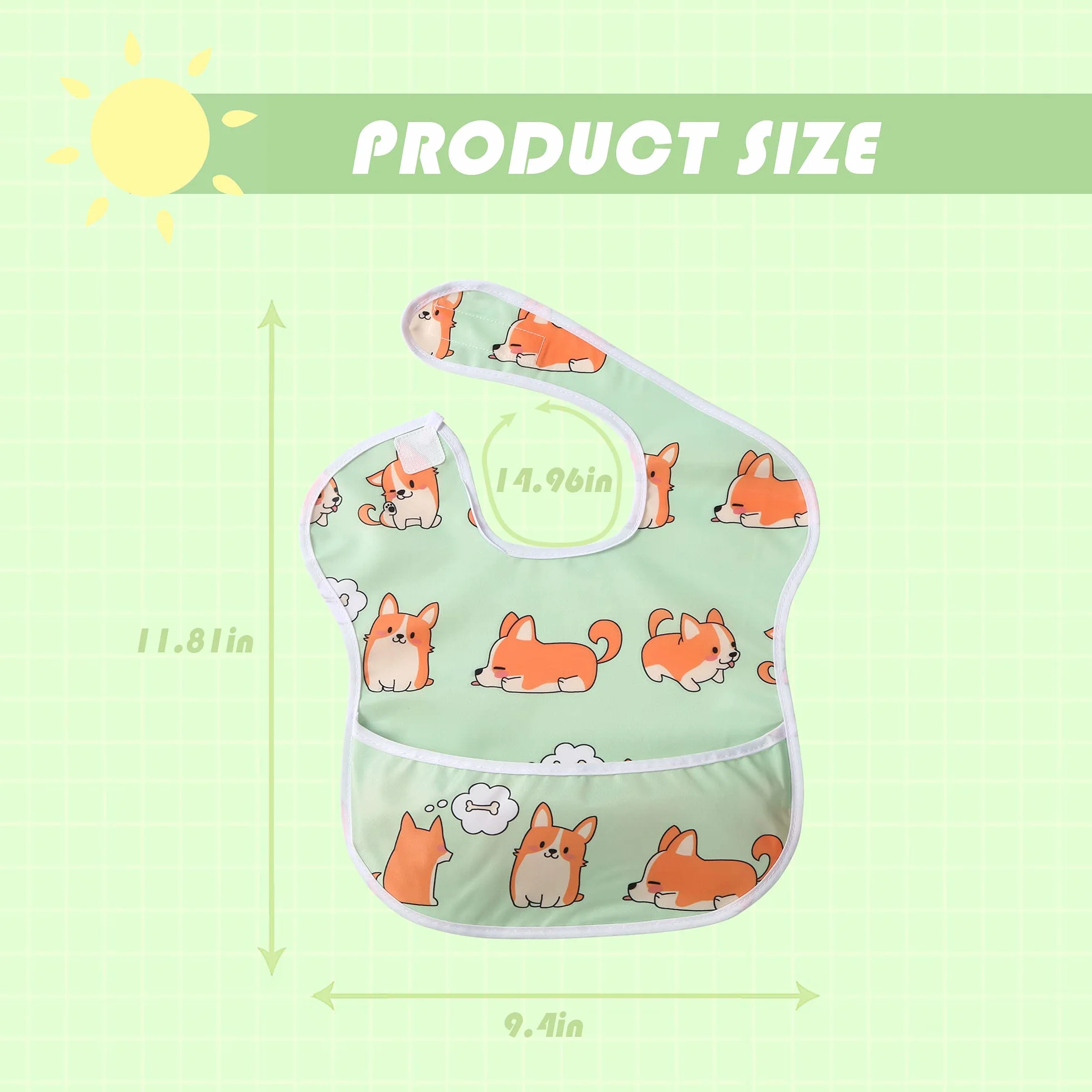 Mały Dimsum Baby Bib Karmienie Bibs Wodoodporny Drool Bib Coverall Set Regulowane zamknięcie dla niemowląt maluchów z dużą kieszenią (6-36 miesiące)