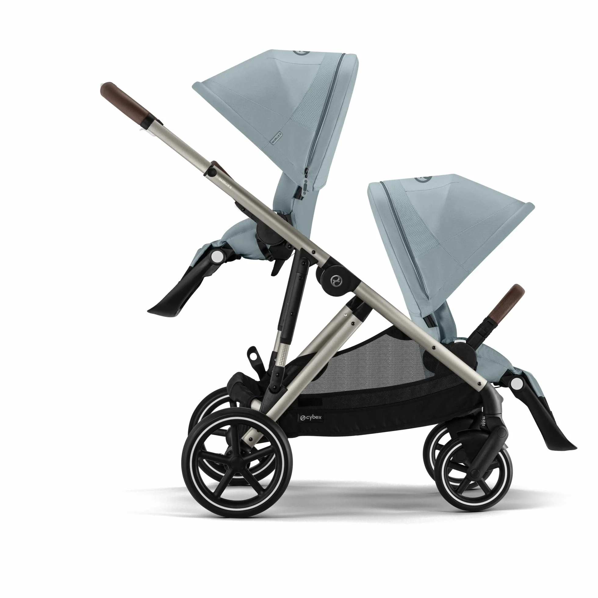 CYBEX Gold wózek spacerowy GAZELLE S, Od urodzenia do ok. 4 lat, Max. 22 kg (tryb pojedynczy) / 2x 22 kg (tryb duo), System All-in-1 z konfiguracjami 20+, Stormy Blue