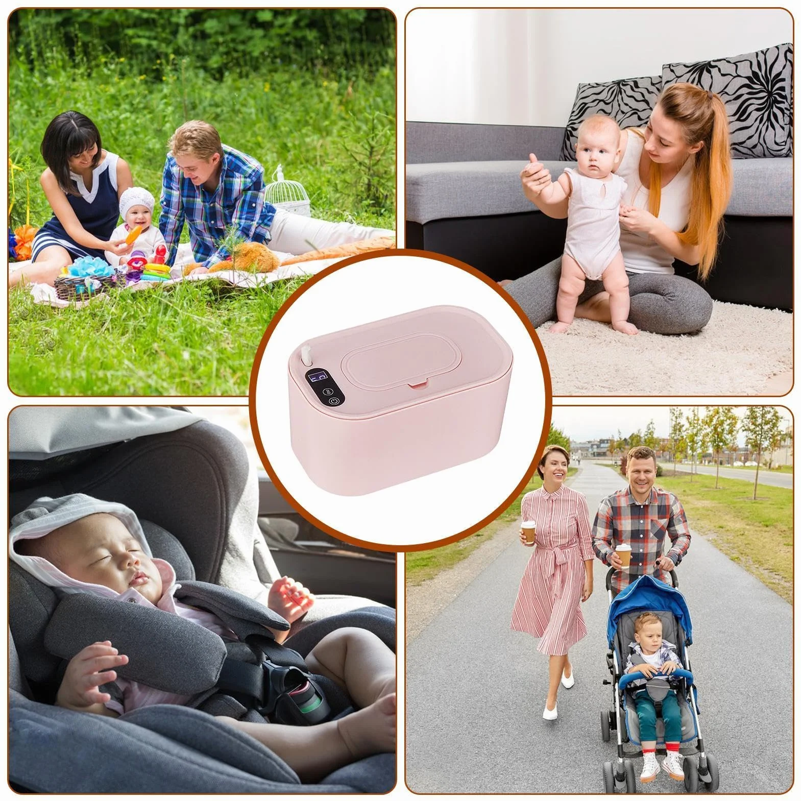 Podgrzewacz do chusteczek dla niemowląt, podgrzewacz do chusteczek USB przenośny dozownik chusteczek na pieluchy, cyfrowy podgrzewacz do chusteczek na pieluchy