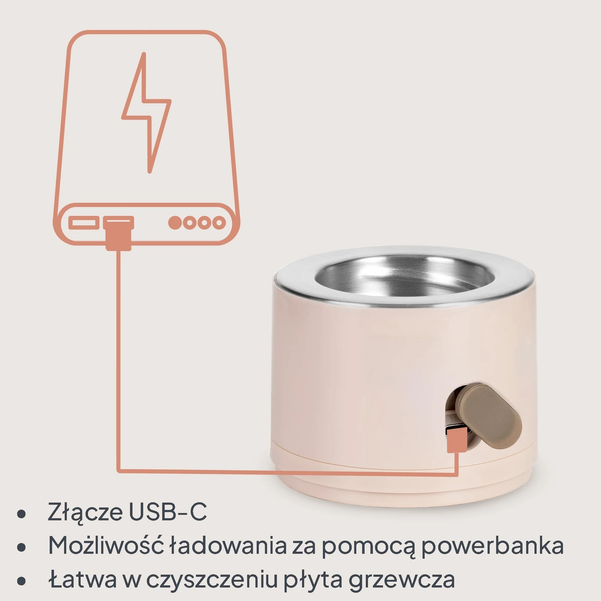 Lionelo Thermup Swift Podgrzewacz do Butelek Przenośny Bezprzewodowy, USB-C, Szybkie Podgrzewanie w 3 Min, 4 Temperatury 37-50 C, Podtrzymanie do 6 h, 5 Adapterów, Czujnik Braku Cieczy, z Akumulatorem