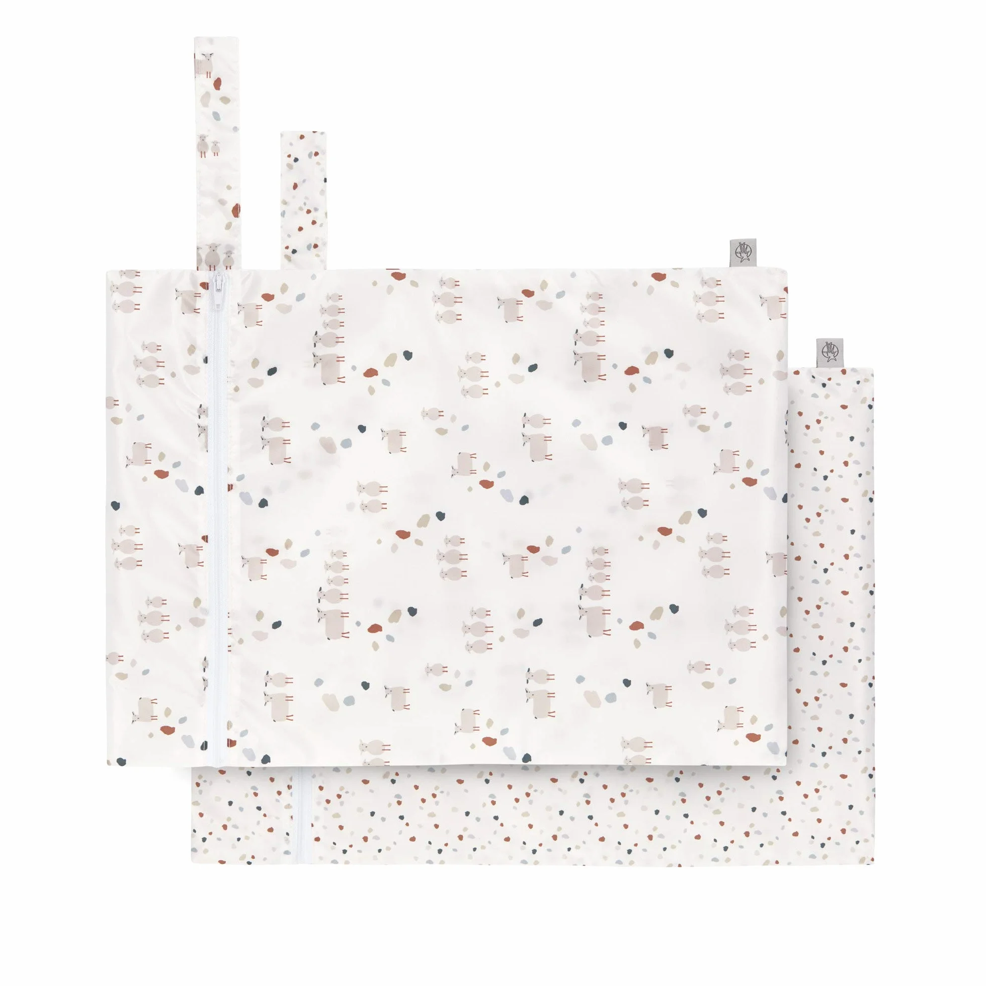 LÄSSIG Torba na mokro wielokrotnego użytku dla dziecka, 2 sztuki/Wet Bag Tiny Farmer Dots/Sheep