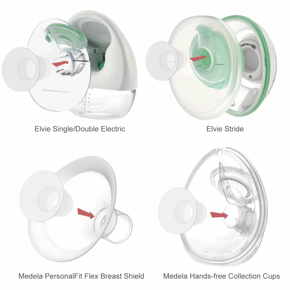 Maymom wkładki do lejków 15 i 17 mm kompatybilne z Elvie Single/Double Electric oraz kubkami wearable 24 mm Elvie Stride; non original