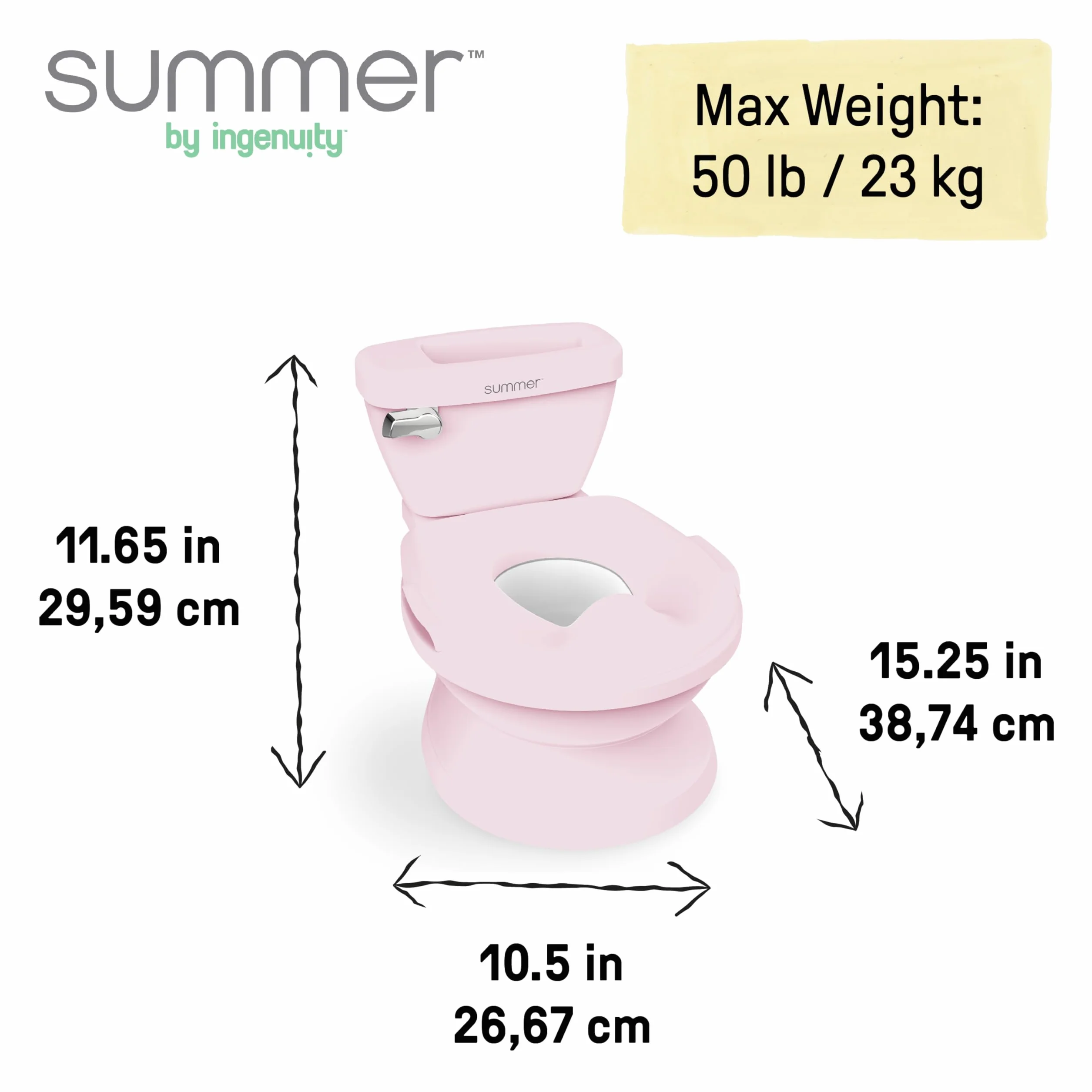 Ingenuity My Size Potty Pro, toaleta do nauki korzystania z nocnika dla niemowląt, realistyczny dźwięk spłukiwania, ochrona przed zachlapaniem, łatwa do czyszczenia, ze zdejmowaną miską