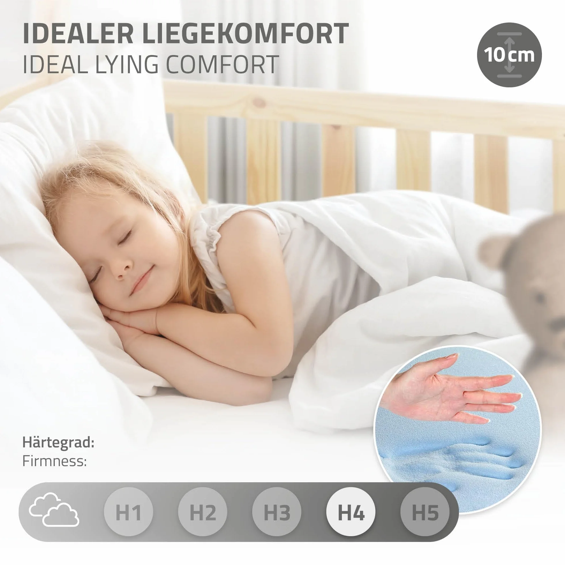 ML-Design materac dziecięcy, 80 x 160 x 10 cm, sprawdzony pod kątem substancji szkodliwych, certyfikat Öko-Tex 100, materac dla juniora z zamkiem błyskawicznym i poszewką nadającą się do prania