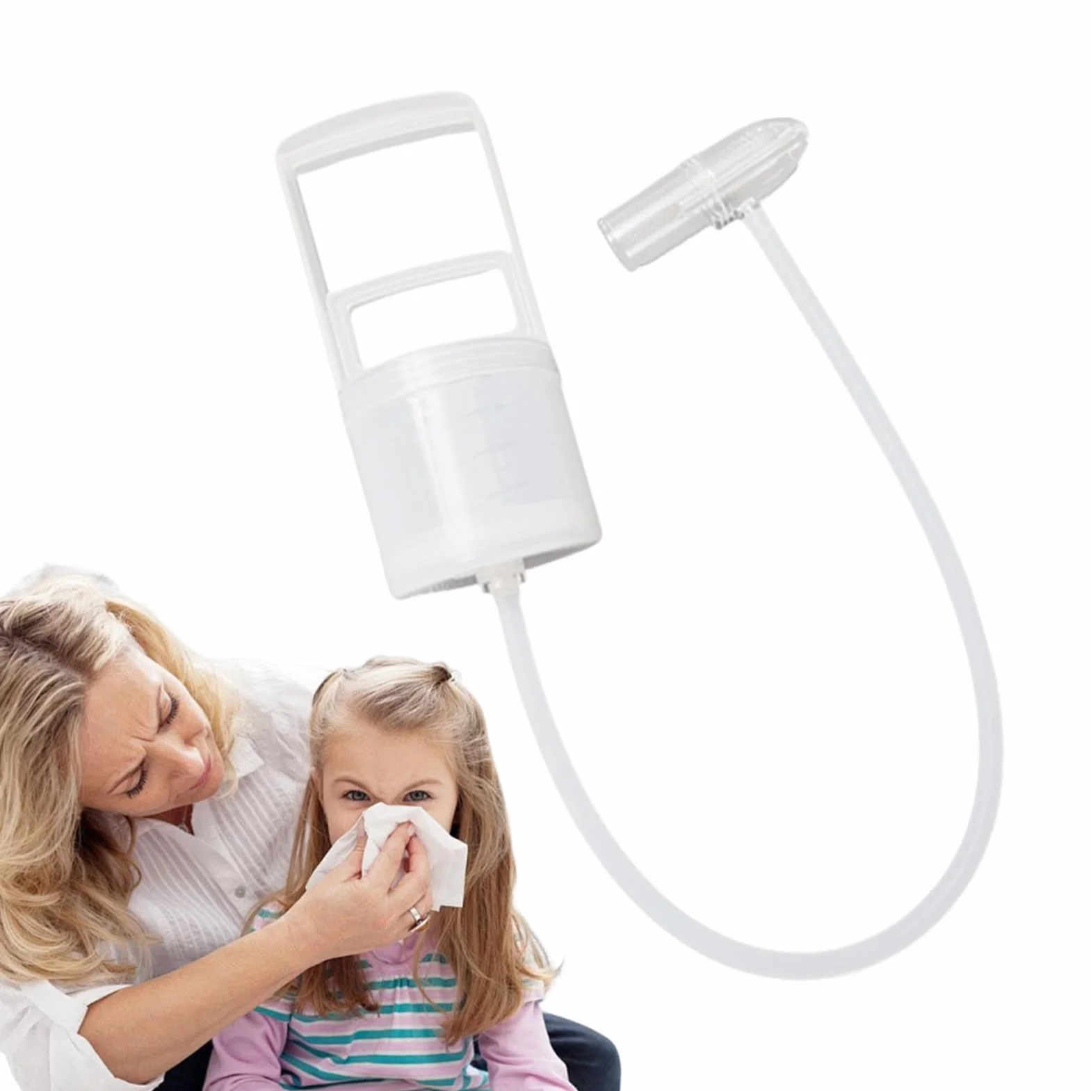Aspirator do nosa - Mocny ssący czyściciel nosa, ręczny zrywacz śluzu, odczyszcza drożność dla noworodków, niemowląt, dzieci i dorosłych (bezpieczny i higieniczny)