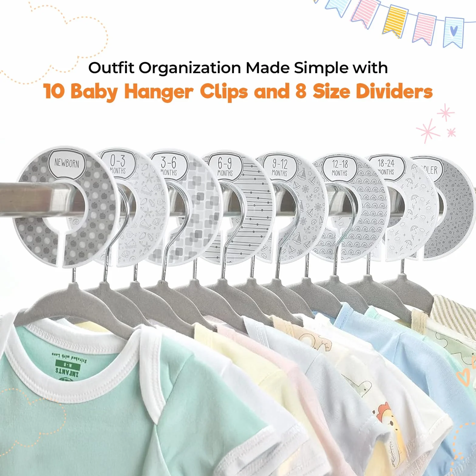 Babyrish Velvet Baby Hangers 30 Pack, Ultra Thin Nonslip Nursery Clothes Hangers (Grey)