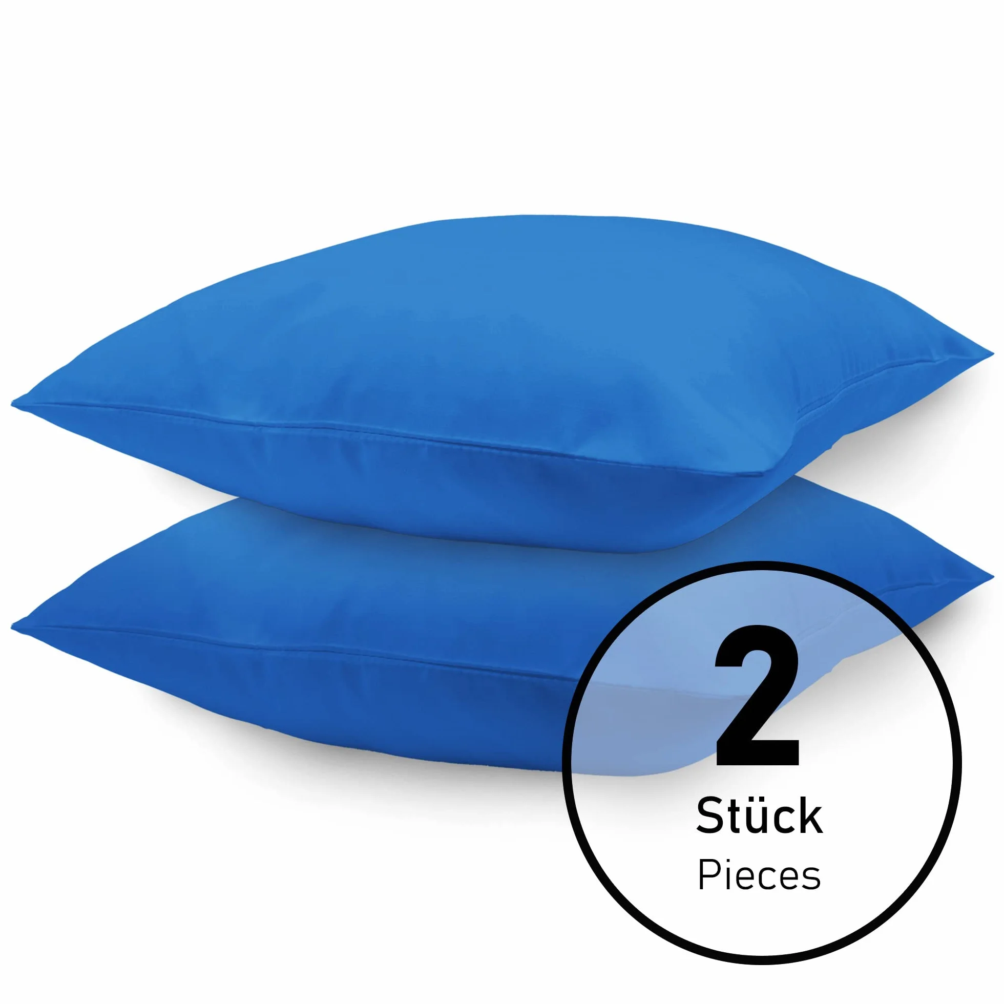 NatureMark Basic Zestaw 2 poszewek na poduszkę z mikrofibry 40 x 40 cm 100% poliester z zamkiem błyskawicznym błękit królewski