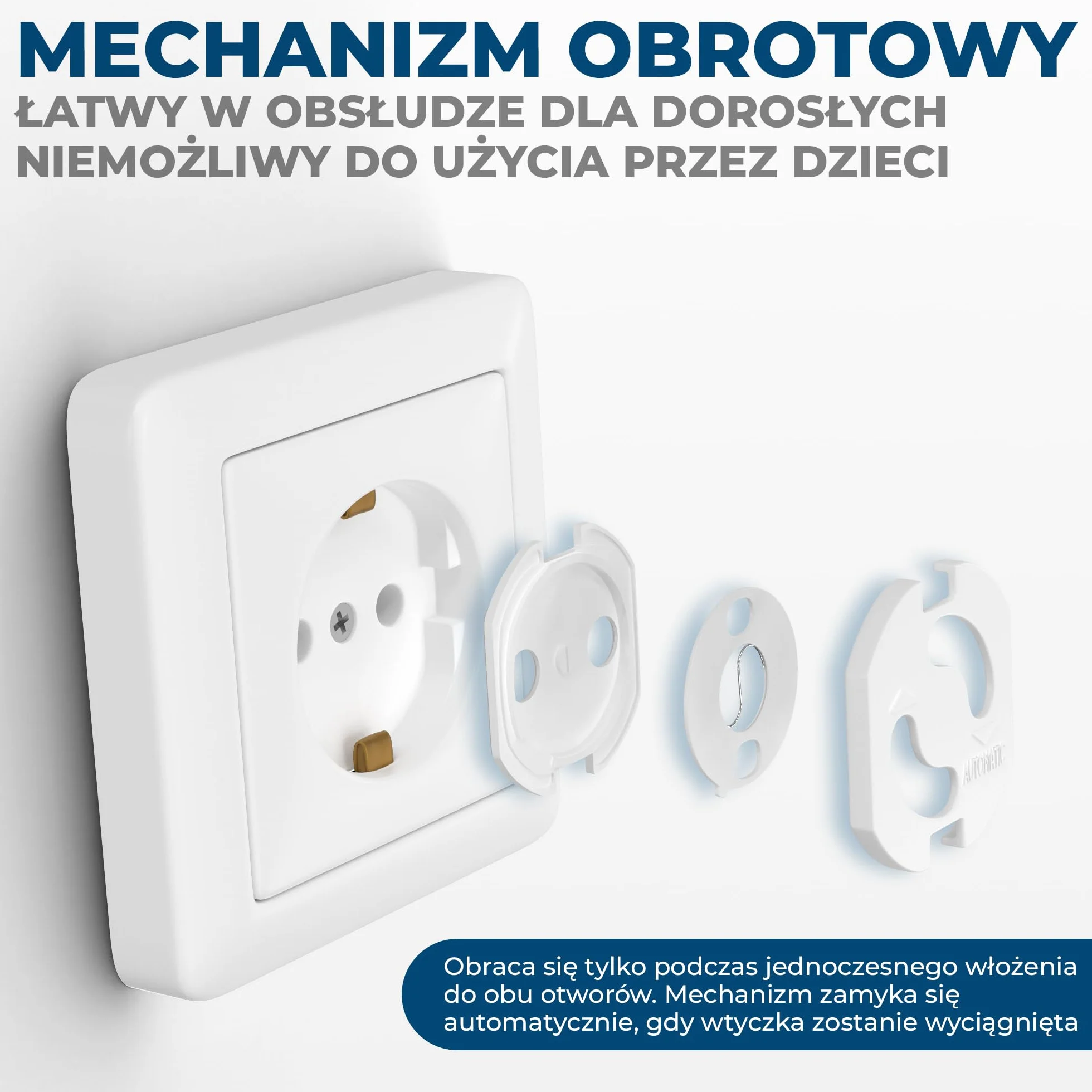 Hoffenbach 20x Ochrona gniazdek elektrycznych z mechanizmem obrotowym – Zabezpieczenie dla dzieci do gniazdek ściennych i osłon gniazdek – Ochrona bezpieczeństwa dla niemowląt i dzieci – Biały