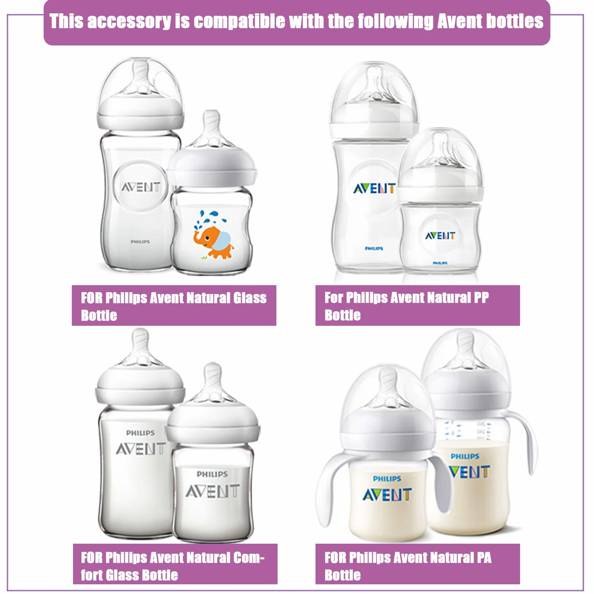 MAEXUS 8 zamknięć do butelek Philips Avent, szczelne zamknięcie, kompatybilne z szerokimi butelkami Philips Avent, łatwe do przenoszenia (białe)