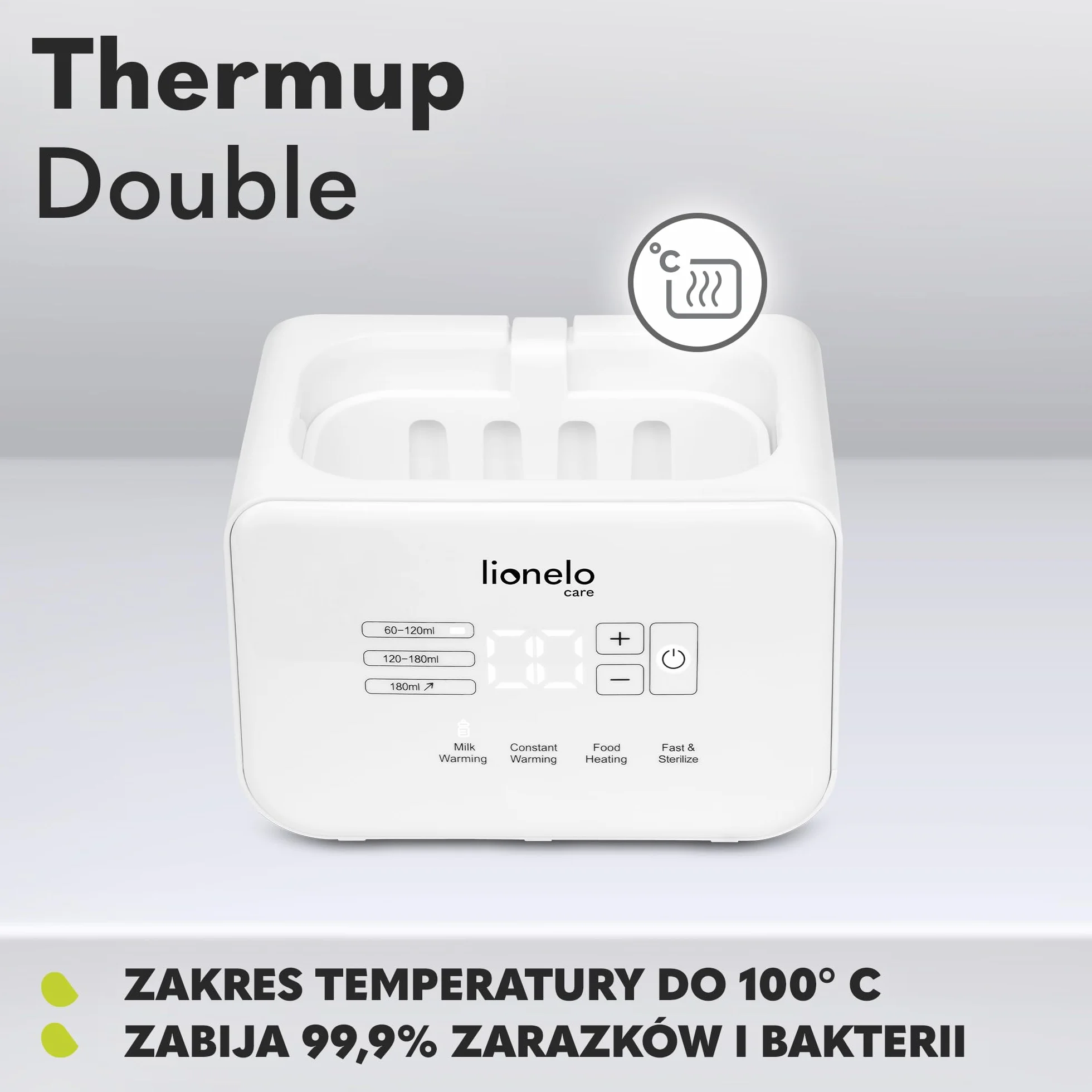 Lionelo C-THERMUP DOUBLE WHITE Podgrzewacz, Biały, ‎13,5 x 20,5 x 22,5 cm; 750 g