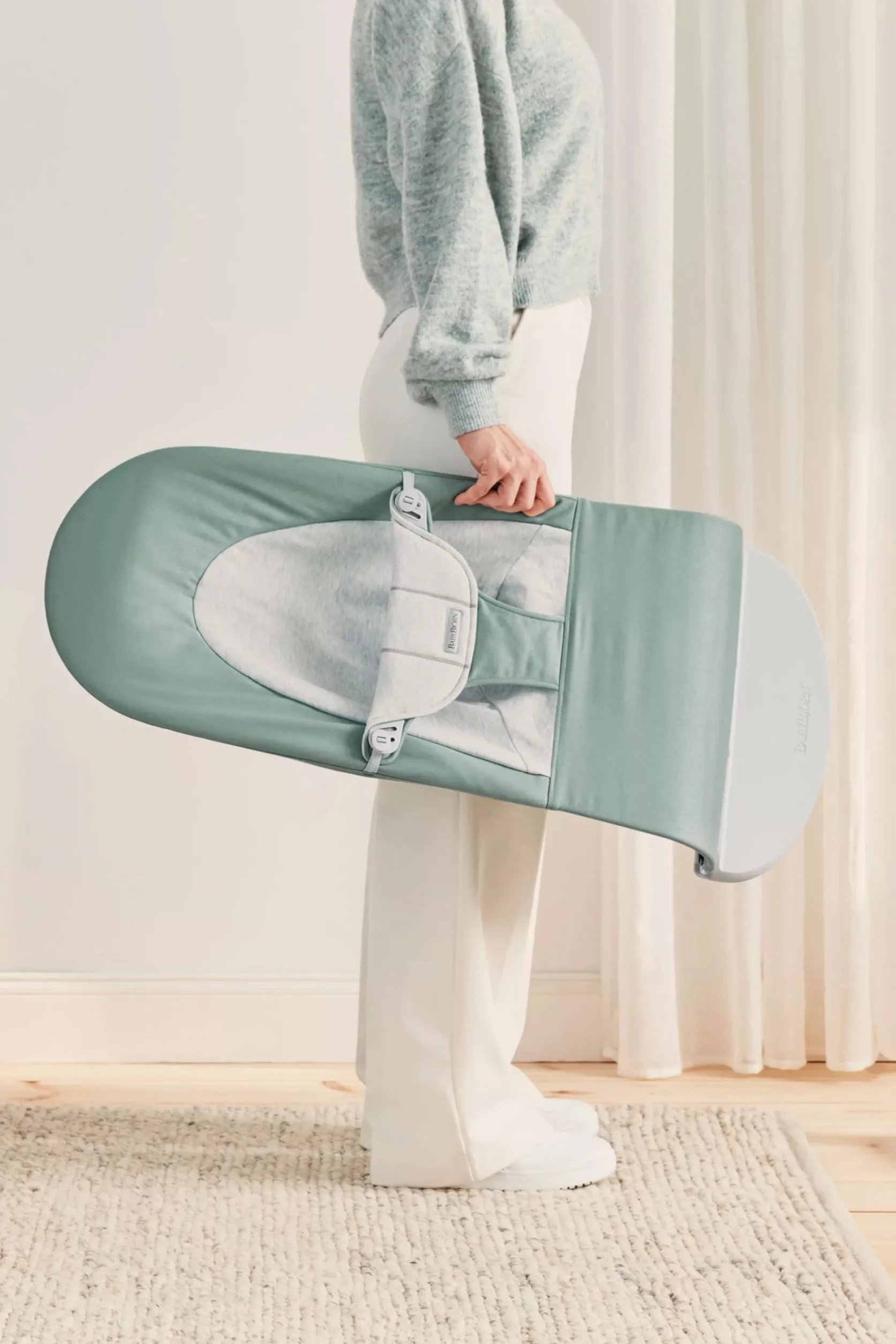 BabyBjörn Huśtawka dziecięca Balance Soft,tkana/Jersey, szaro-zielony/szary