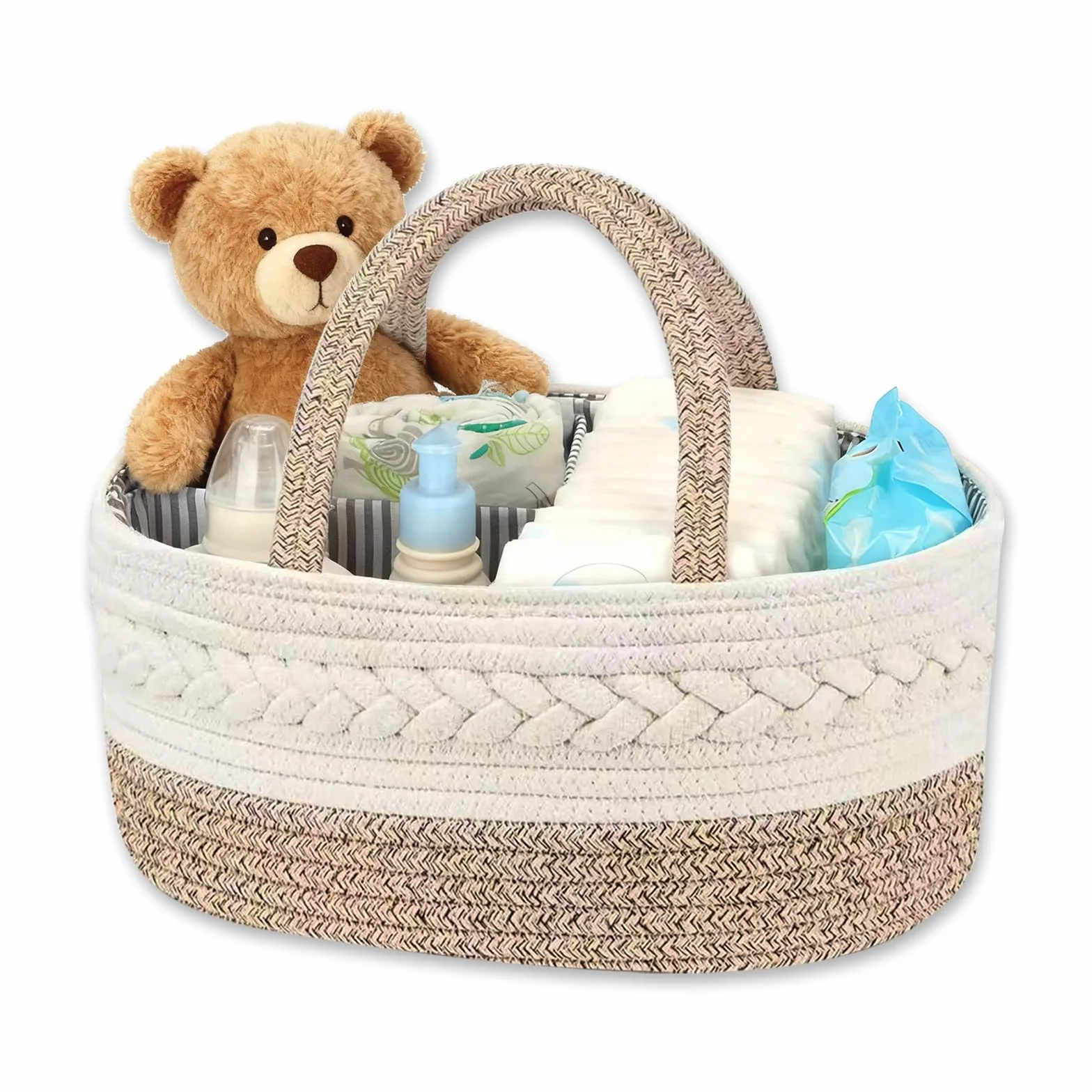Caddy organizer na pieluchy dla niemowląt, organizer na pieluchy z przegródkami i uchwytami, wielofunkcyjne pudełko do przechowywania pieluch, przenośny kosz do przechowywania dla noworodków