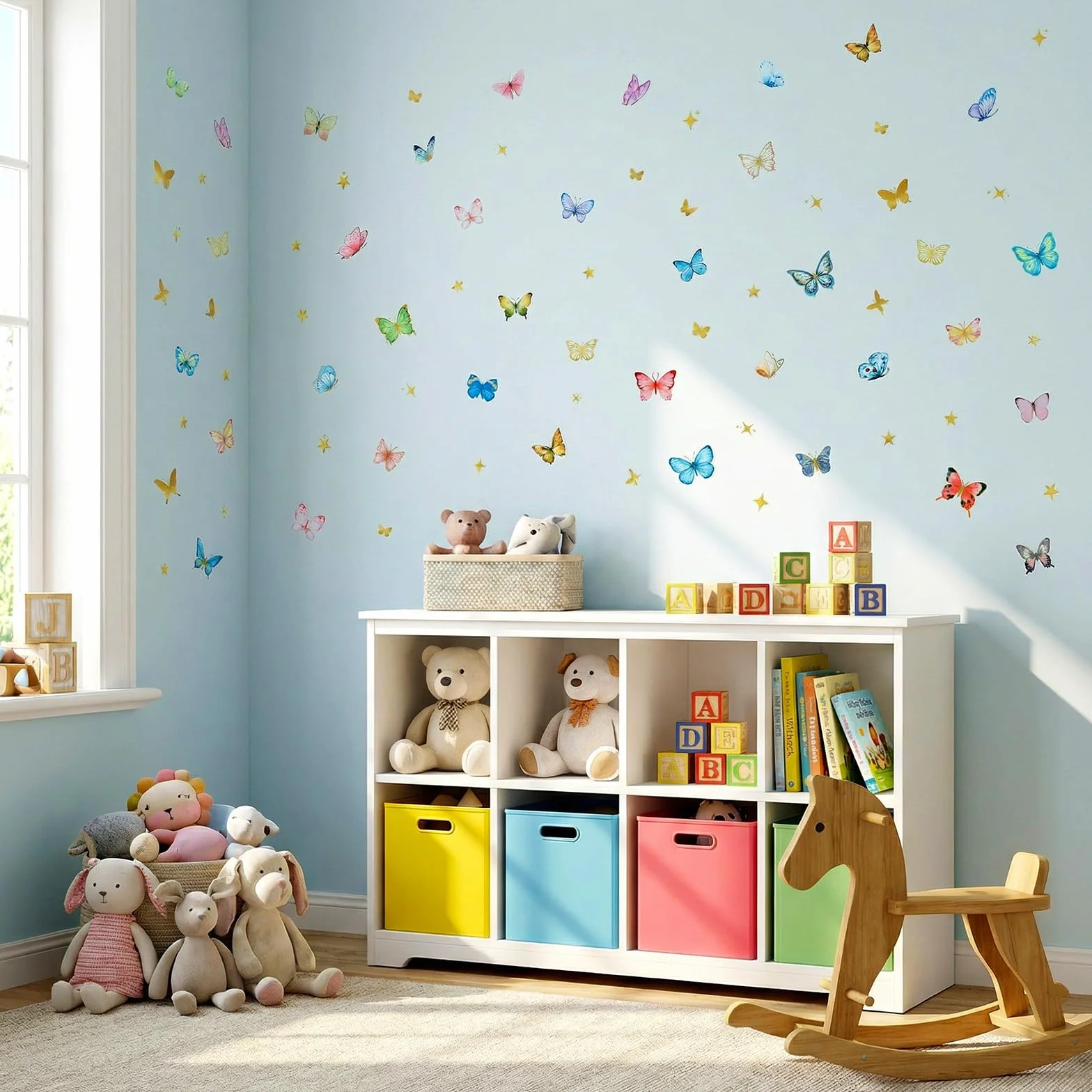 Dziewczęca naklejka na ścianę, motyl 3D, samoprzylepna, naklejka na ścianę, świecąca naklejka na sufit, zdejmowana, do pokoju dziecięcego, salonu