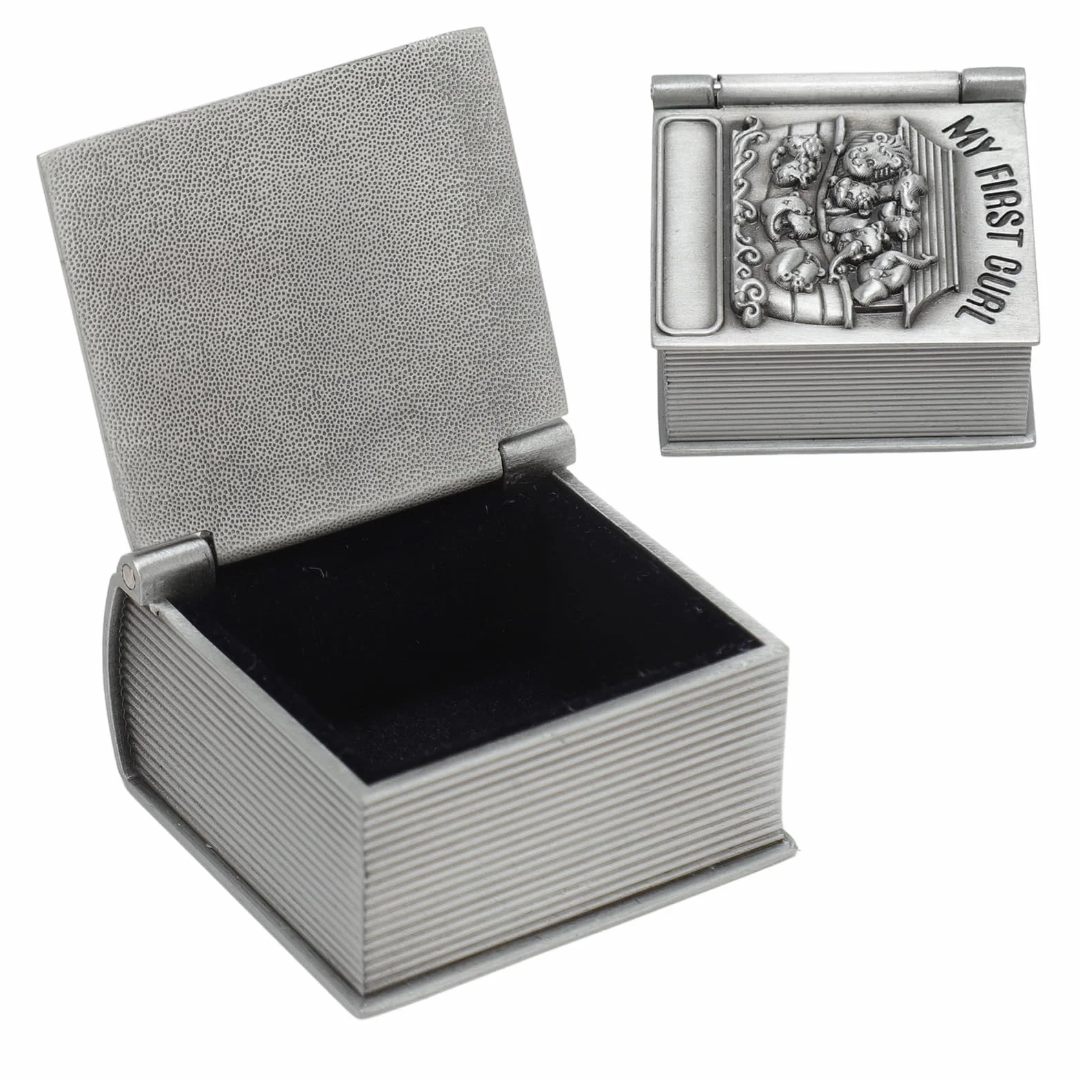 First Tooth and Curl Keepsake Box Set, Premium Zinc Alloy Soft Velvet Lining Baby Tooth and Hair Storage Box for Nursery Keepsake Collection