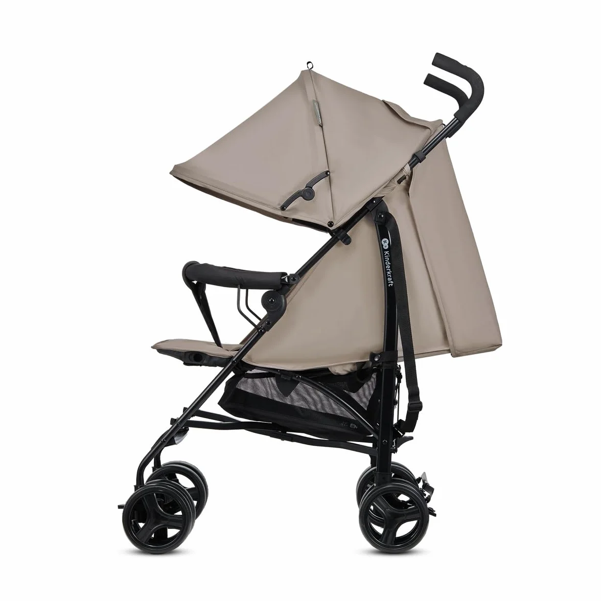 Kinderkraft TIK Wózek dziecięcy, leżak, wózek sportowy, lekki – 6,5 kg, obrotowe koła przednie, regulowany uchwyt, bezstopniowa regulacja oparcia, szybkie składanie, do 17 kg, beżowy