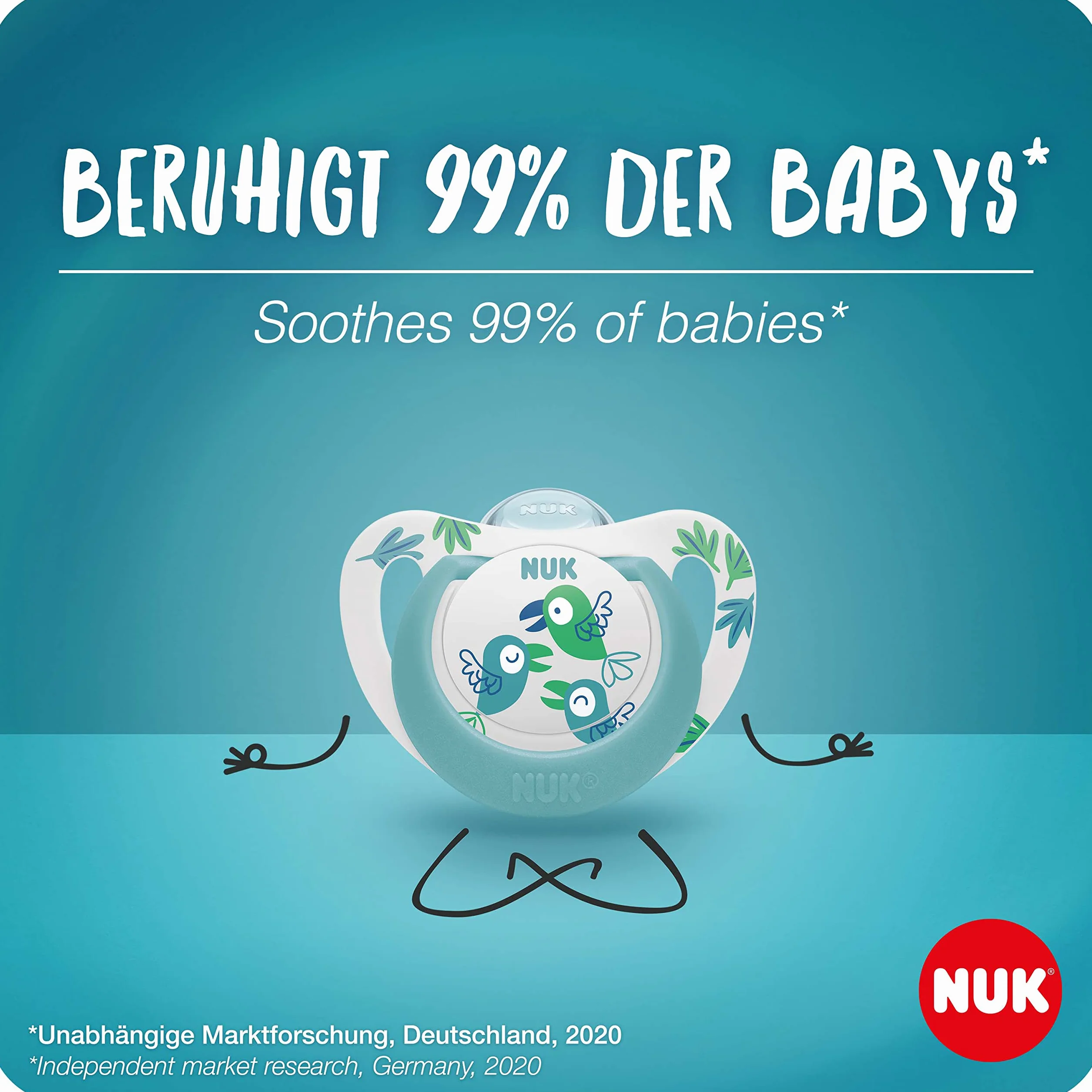 NUK Smoczek dla niemowląt Star Day & Night, 18-36 miesięcy, uspokaja 99% dzieci, silikonowy smoczek bez BPA, z efektem świetlnym ułatwiającym znalezienie w ciemności, krokodyl, 4 sztuki