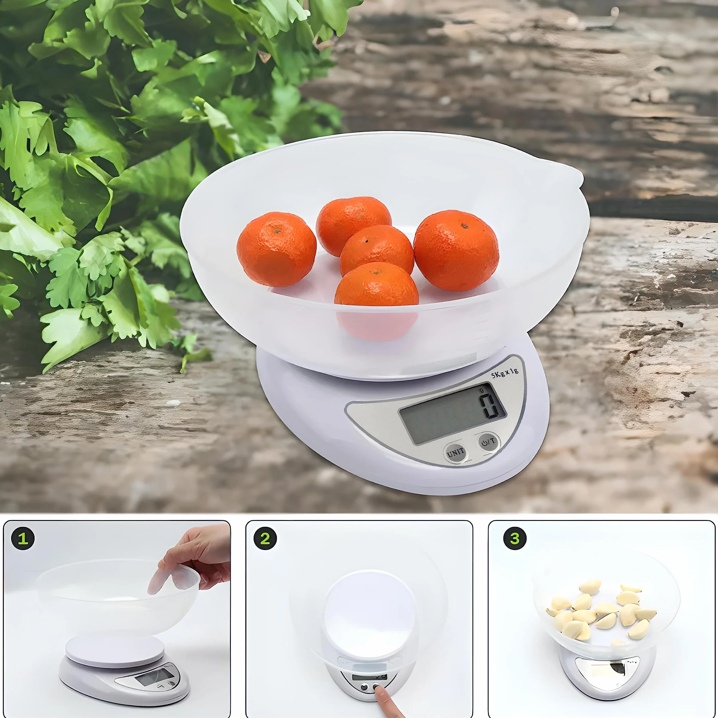 Retoo skala kuchenna elektroniczna z misą 790ml, waga cyfrowa PT-860, 5 kg/11 lb, waga kuchenna, waga precyzyjna, funkcja tary, wyświetlacz LCD, automatyczne wyłączanie, 11,3x5,3x17,5 cm, srebrna