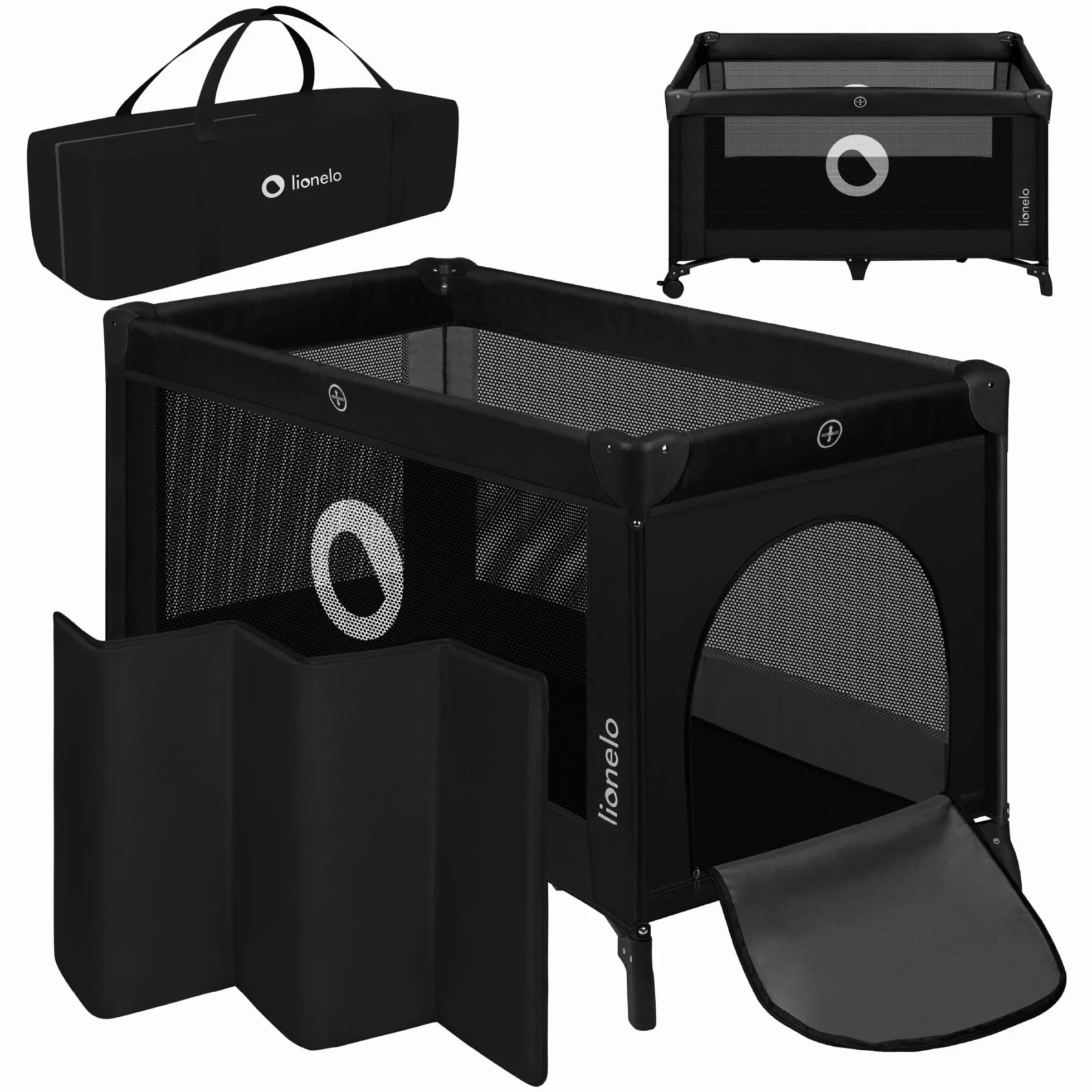 Lionelo Stefi 2 w 1 łóżeczko turystyczne, łóżko dziecięce z przewijakiem, przewiewne ścianki, system LockGuard, łóżeczko przenośne do 15 kg, składane, torba transportowa