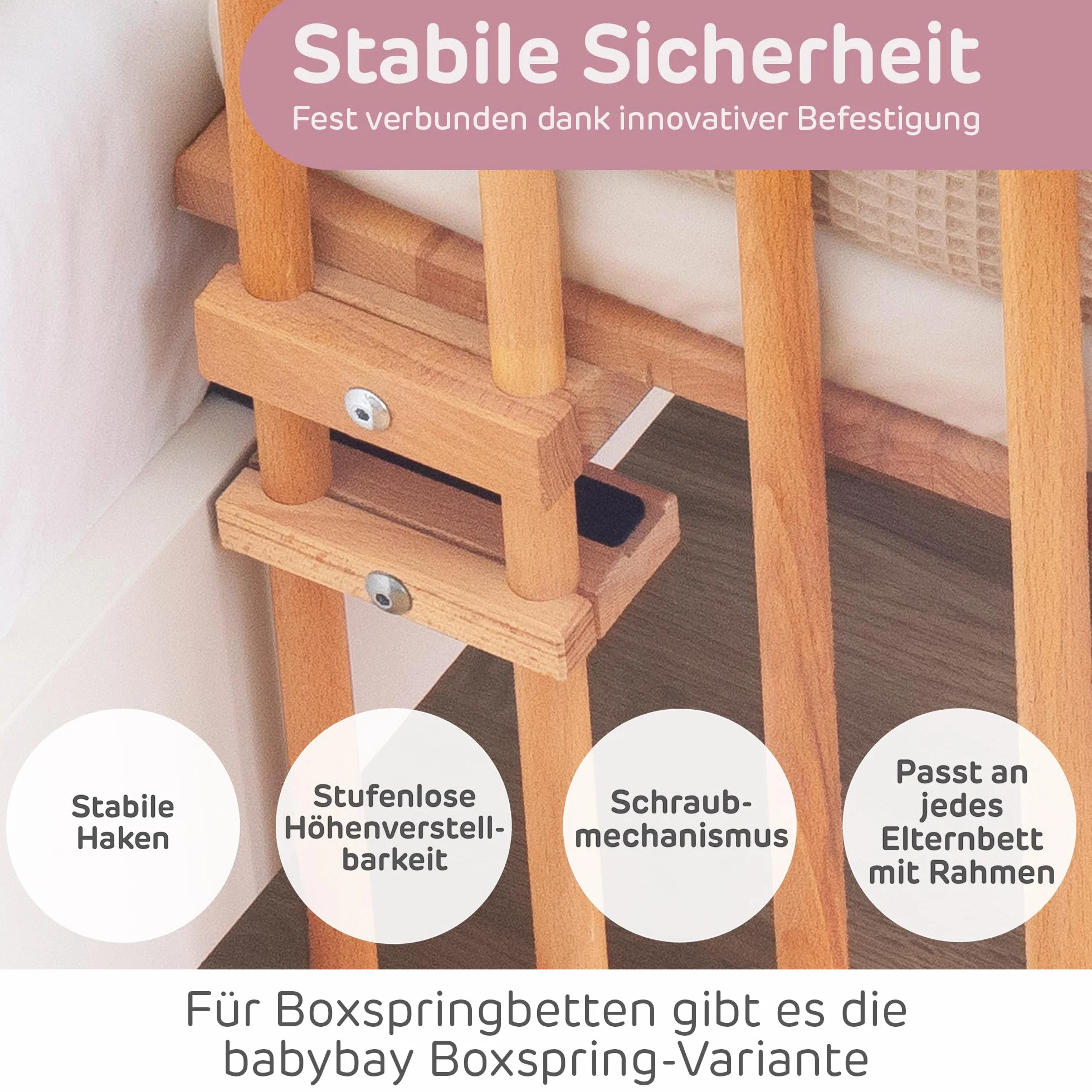 babybay Maxi bardzo duże łóżko dostawne z litego drewna bukowego/łóżko dziecięce, wysokość regulowana bezstopniowo i przyjazne dla środowiska, z materacem Classic Soft (naturalne lakierowanie)