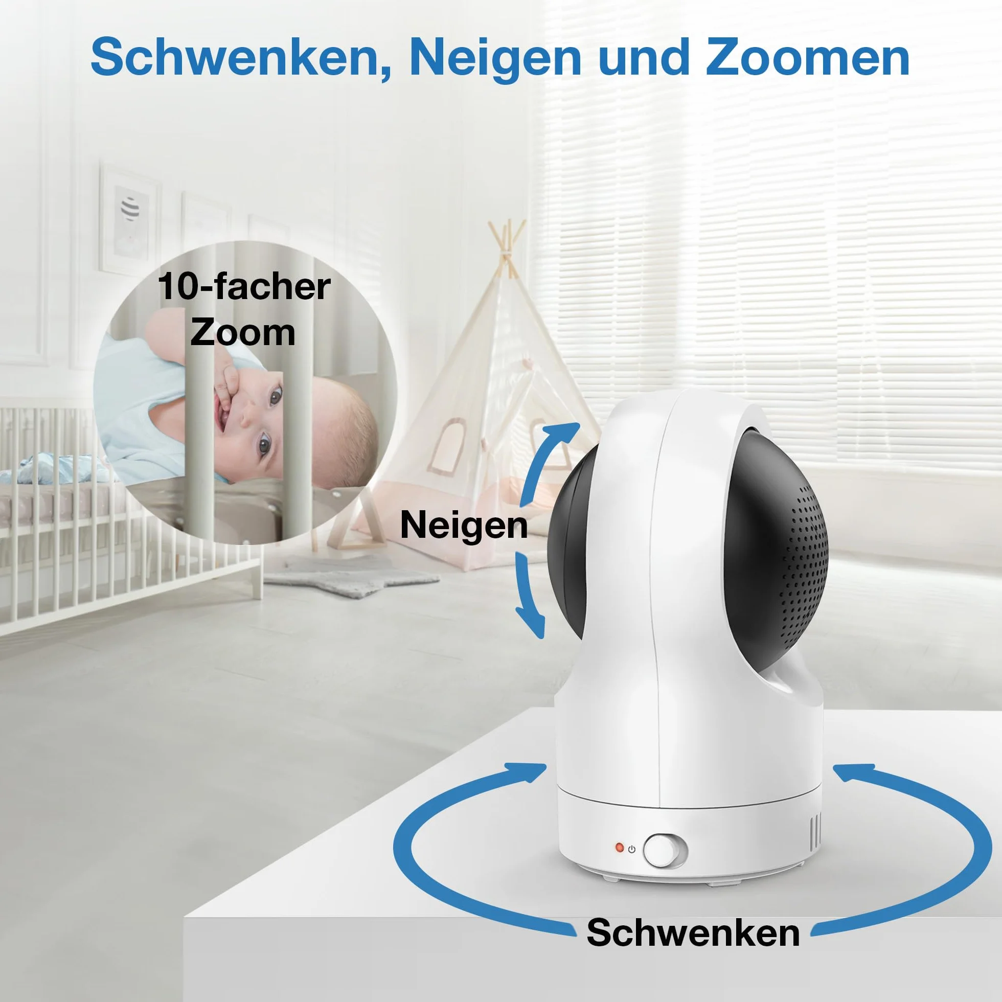 Vtech RM7764HD z kamerą 1080p WiFi Remote Access, wideo o przekątnej 7", 360° Pan i Tilt, z kamerą HD Night Vision 2-Way Talk czujnik temperatury, iOS i Android