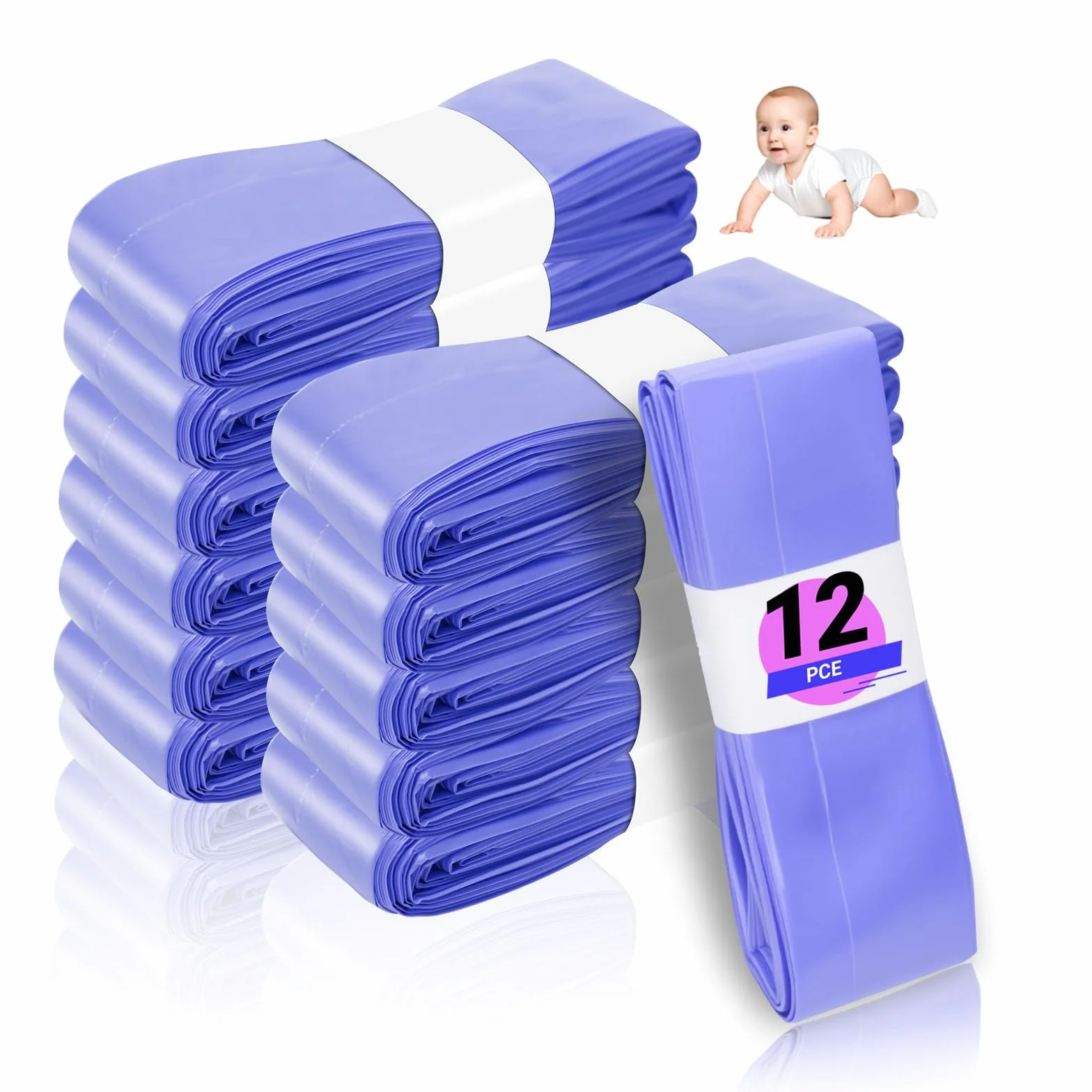 LitterLocker 12 sztuk pojemników na pieluchy, kasety uzupełniające, kompatybilne z Angelcare, Tommee Tippee, ośmiokątne wiaderko na pieluchy, LitterLocker