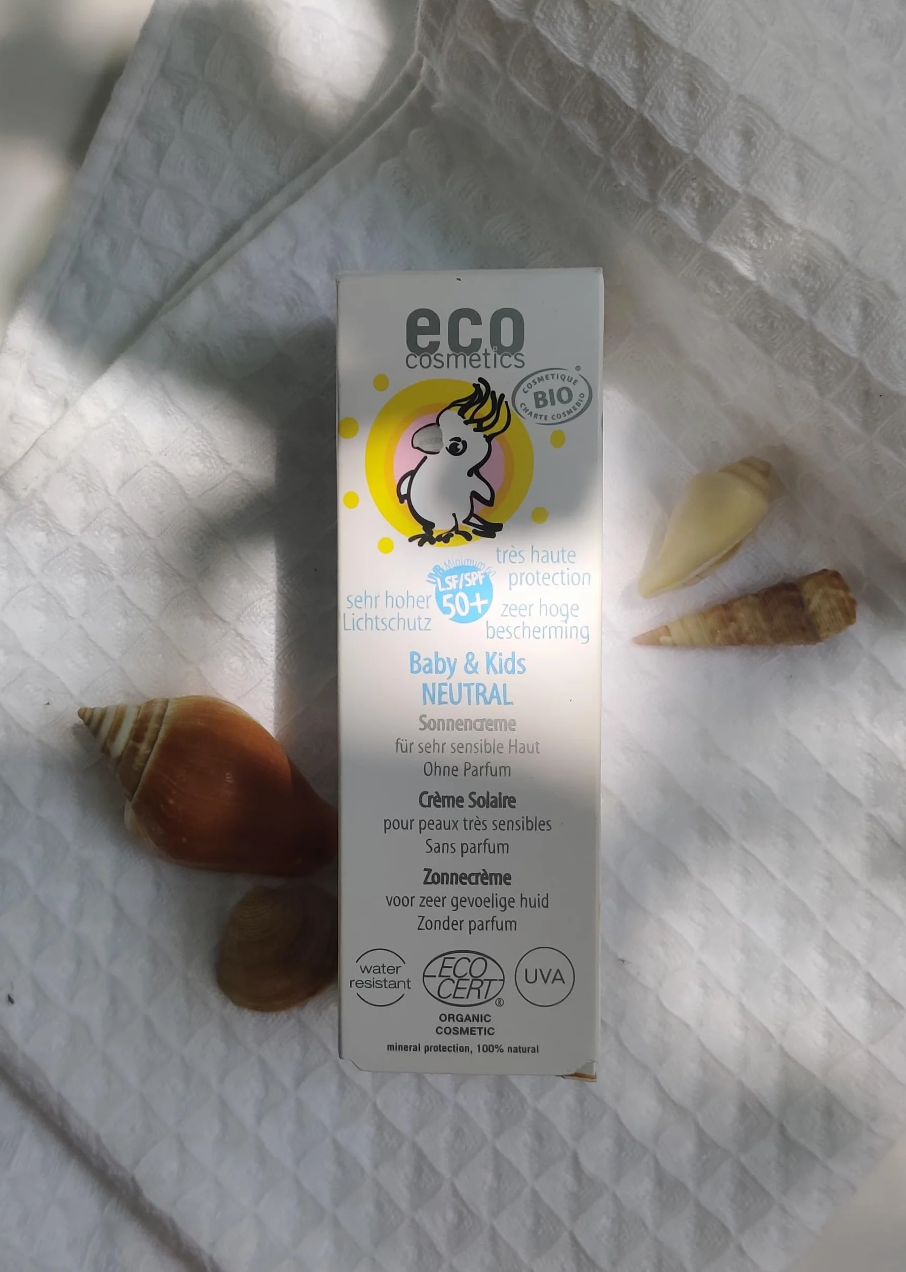 eco cosmetics Krem przeciwsłoneczny dla niemowląt LSF50+, neutralny, wodoodporny, wegański, bez mikroplastiku, naturalny kosmetyk do twarzy i ciała, 1 x 50 ml