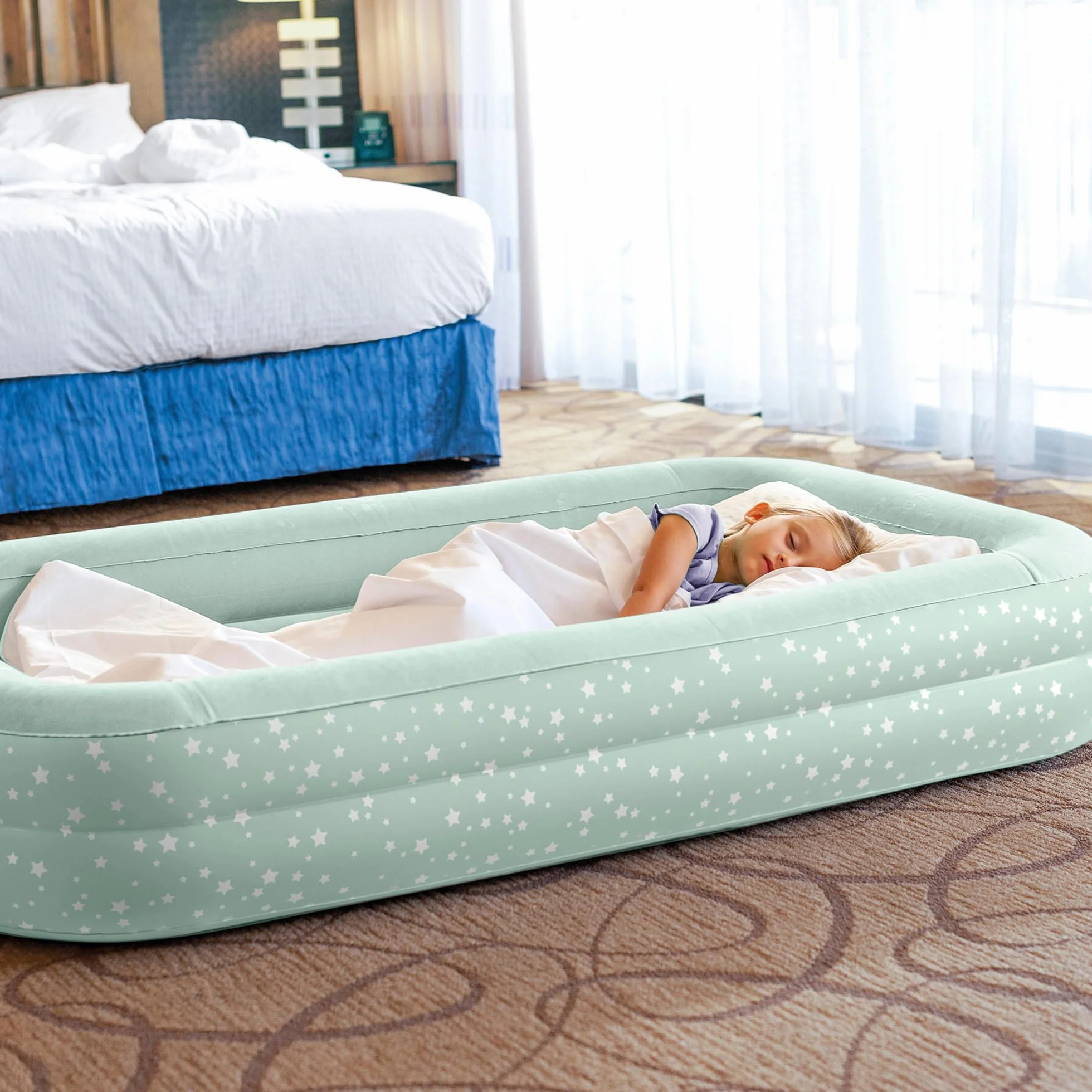 Intex Kidz Travel 66810NP Łóżko Dmuchane, Miętowa Zieleń, 107 x 168 x 25 cm
