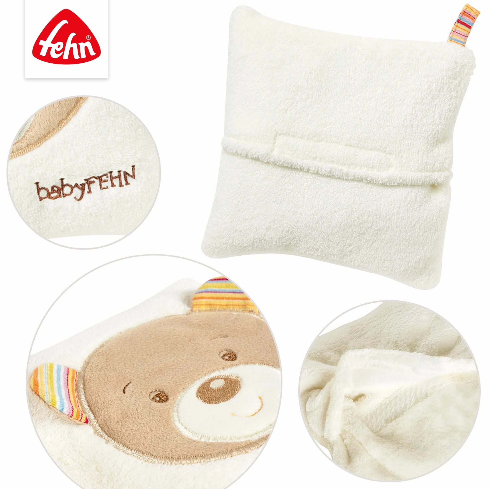 Fehn Kirschkernkissen Baby Teddy - Wärmekissen und Kältekissen für Babys ab 0+ Monaten - Körnerkissen für Backofen