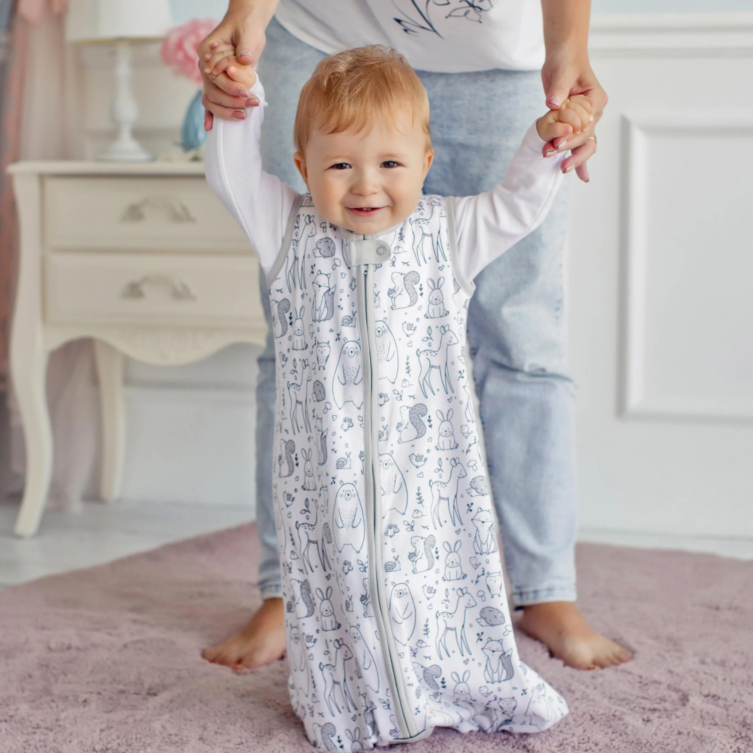 Mama Cheetah Śpiwór niemowlęcy, bawełna ekologiczna, przenośny kocyk dziecięcy, śpiwór z 2-kierunkowym zamkiem błyskawicznym, śpiworek niemowlęcy, dla chłopców i dziewczynek