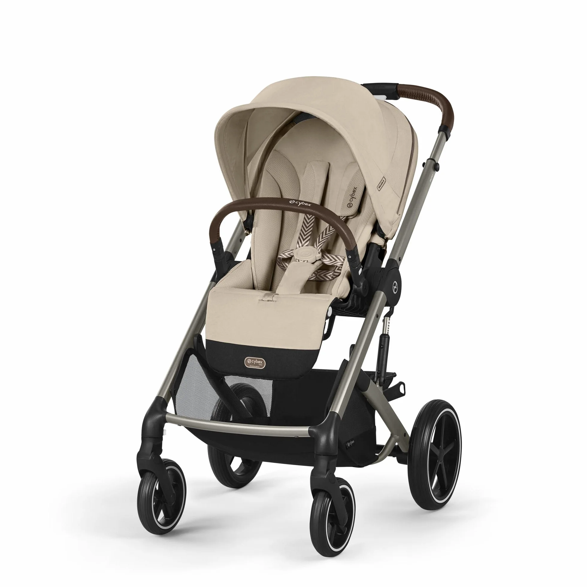 CYBEX Gold Wózek Dziecięcy Balios S Lux, Ergonomiczna Pozycja Leżenia, System Pasów Obsługiwany Jedną Ręką, Od Urodzenia Do 22 Kg (Ok. 4 Lata), Almond Beige