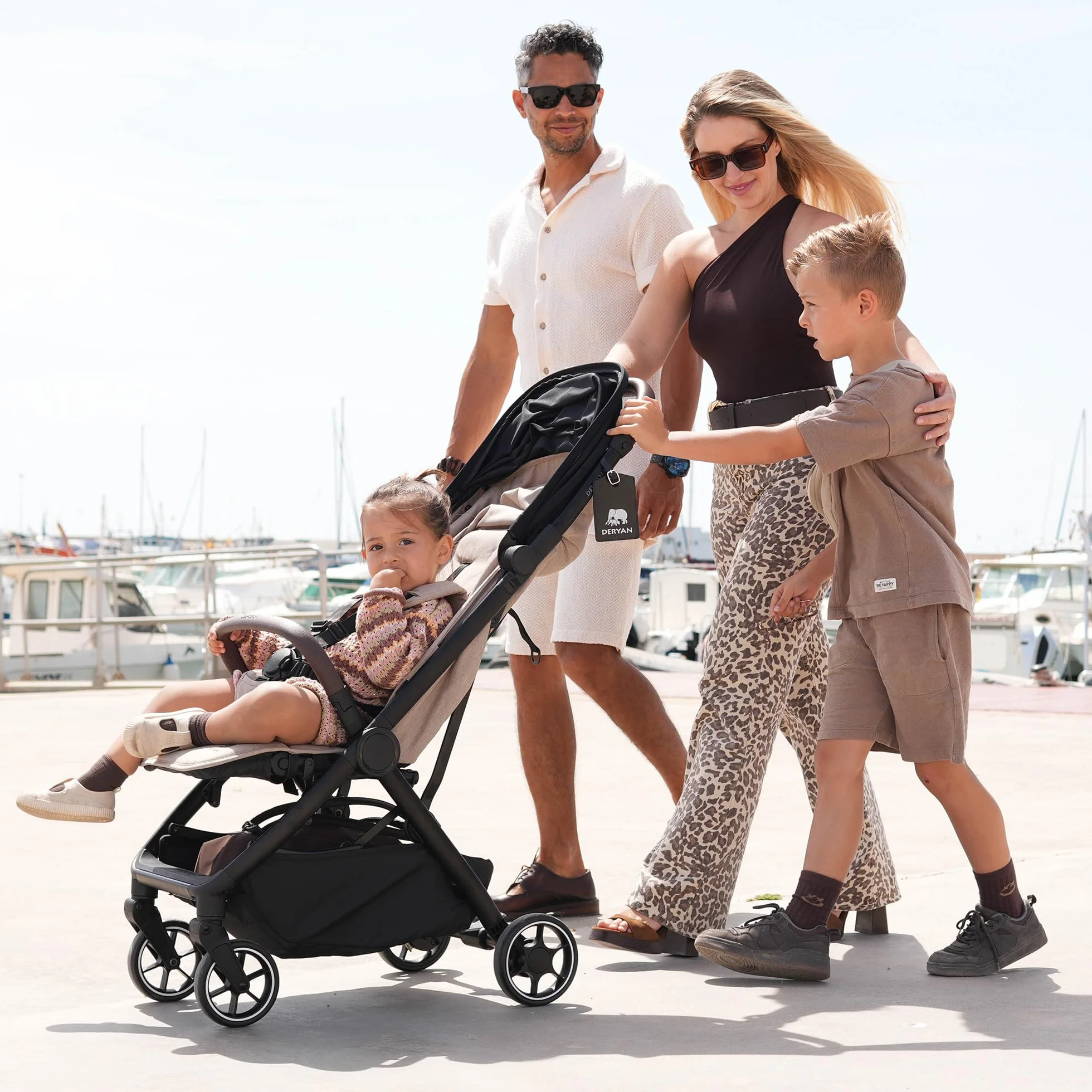 Deryan AIR Travel Buggy dla dzieci od urodzenia do 22 kg, 0-4 lata, z funkcją leżenia, ultralekki 8 kg, składany jedną ręką, UPF 50+, kosz do 5 kg (czekoladowy)