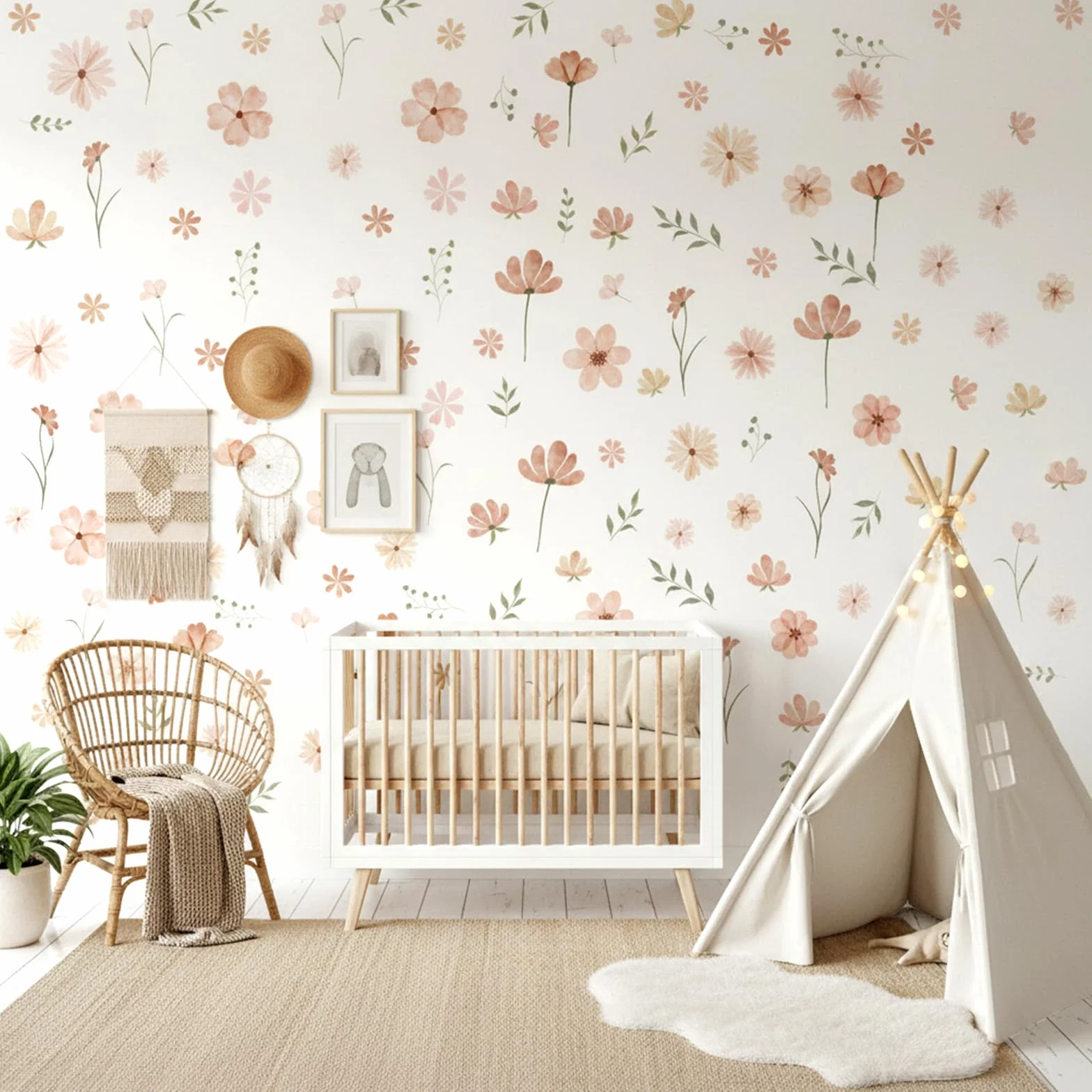 Boho tatuaż ścienny z kwiatami naklejki ścienne 9 arkuszy małe motywy