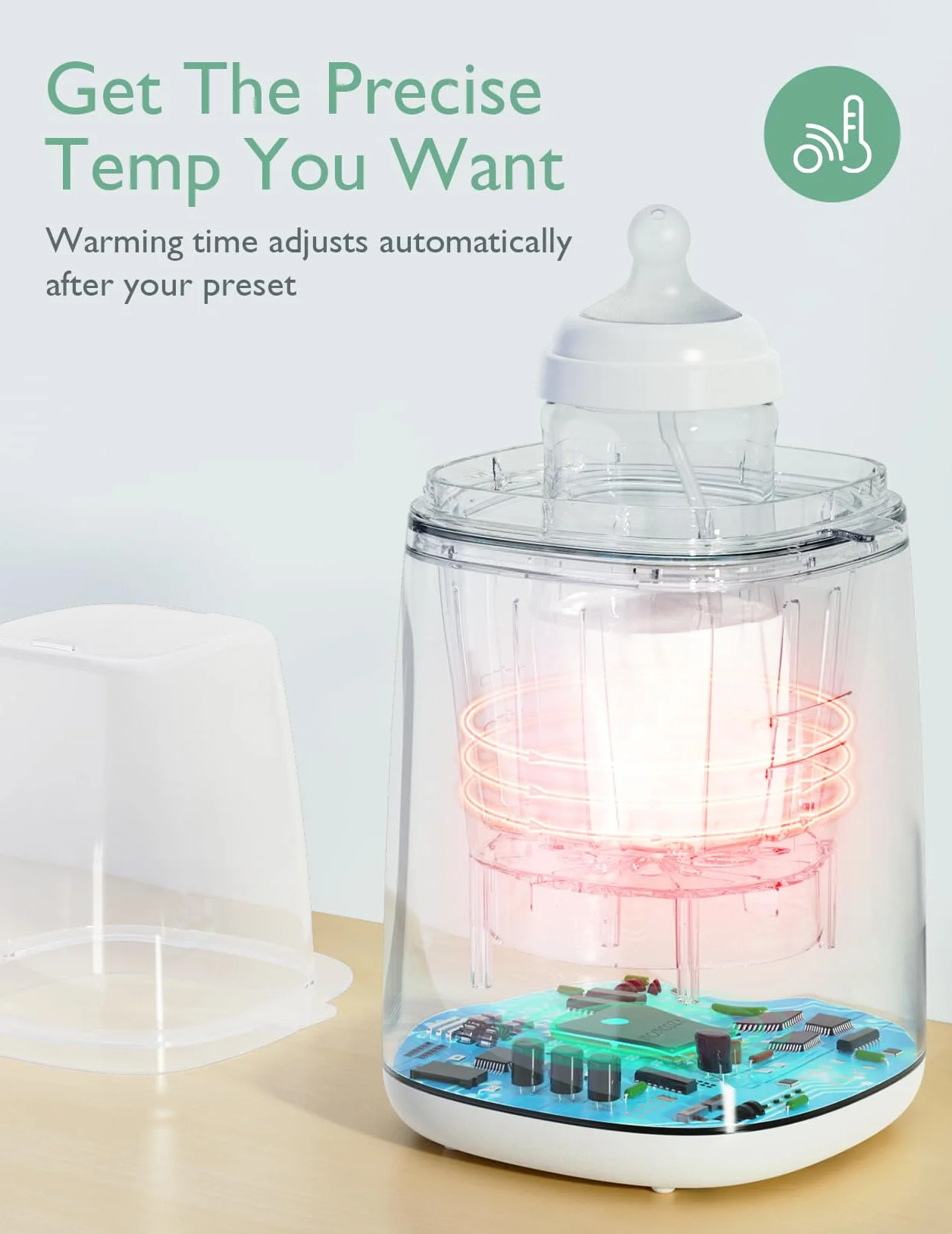 Momcozy Podgrzewacz do butelek, szybki podgrzewacz do mleka dla niemowląt z dokładną regulacją temperatury i automatycznym wyłączaniem, wielofunkcyjny podgrzewacz do butelek do mleka matki,