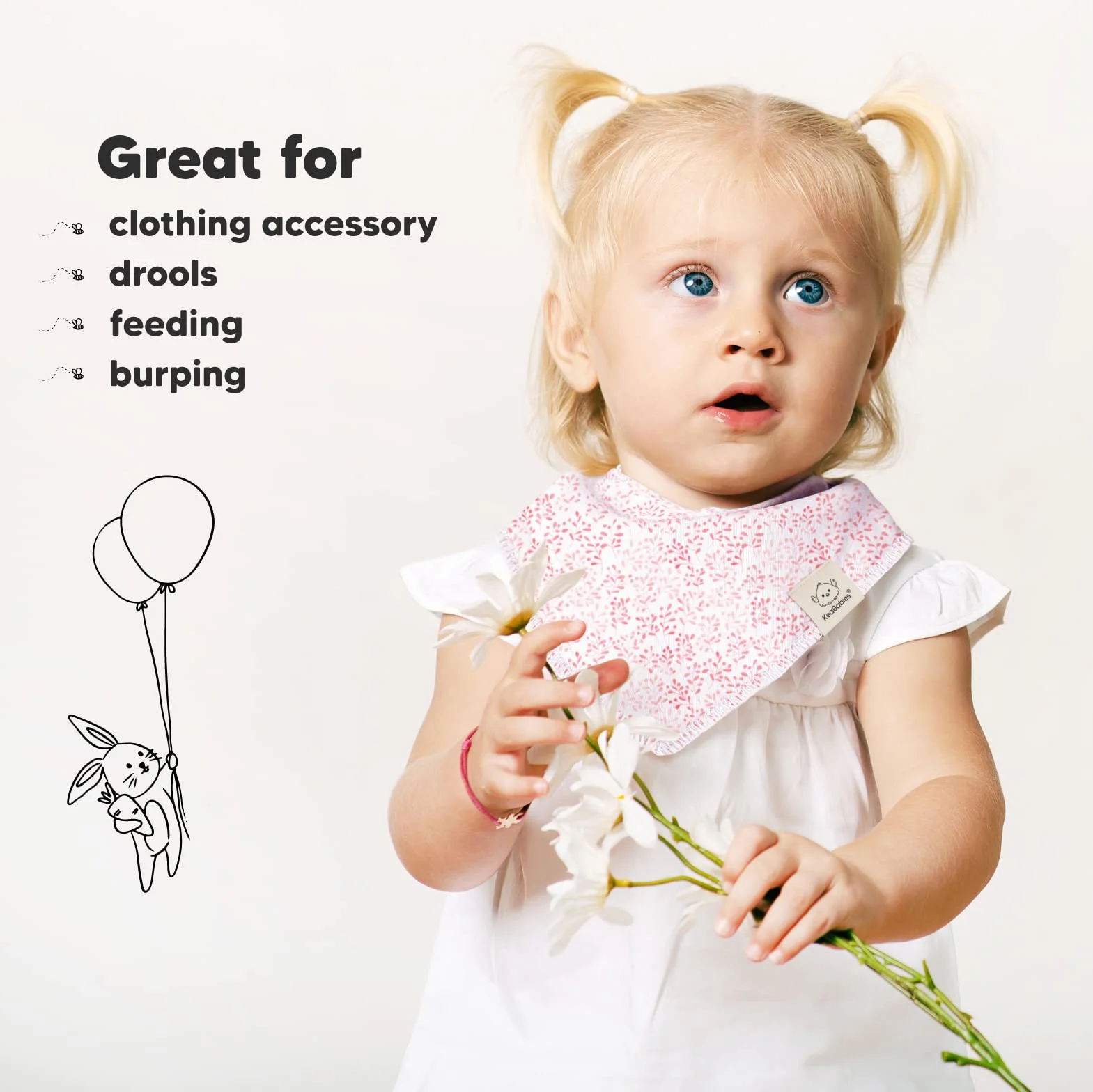 KeaBabies - Bandana Sabber-Lätzchen dla dziewczynek - Super Saugfähig z Bio-Baumwolle - Lätzchen für Zahnen (Tea Party)