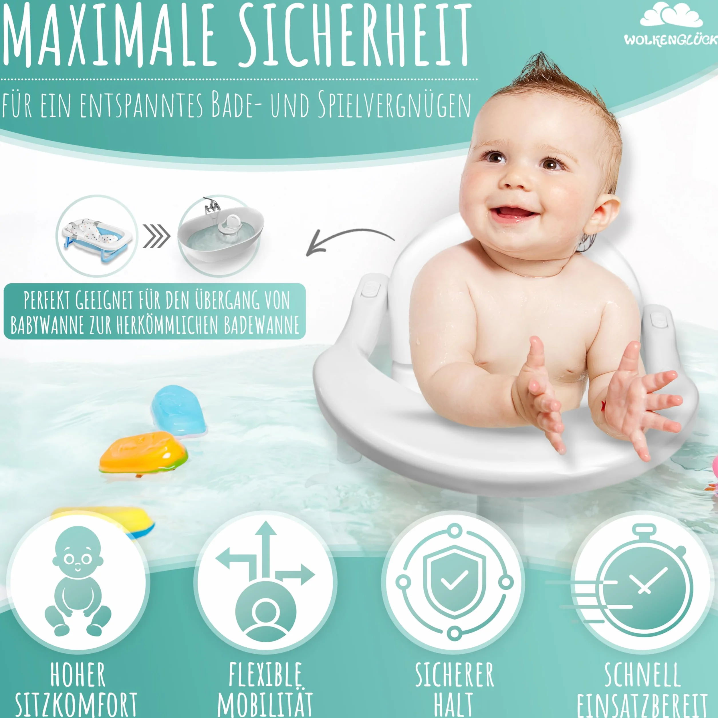 WOLKENGLÜCK Siedzisko do wanny dla niemowląt