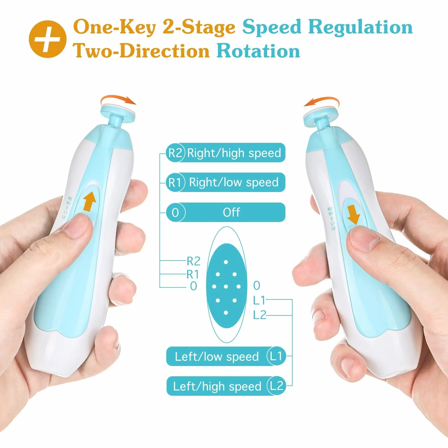 Baby Nail Clipper 20 in 1, Electric Baby Nail Trimmer,Baby Nail File Kit with Extra 12 Replacement Pads,Trim Polish Grooming Kit for Newborn Infant Toddler or Adults Toes Fingernails Care,Blue
