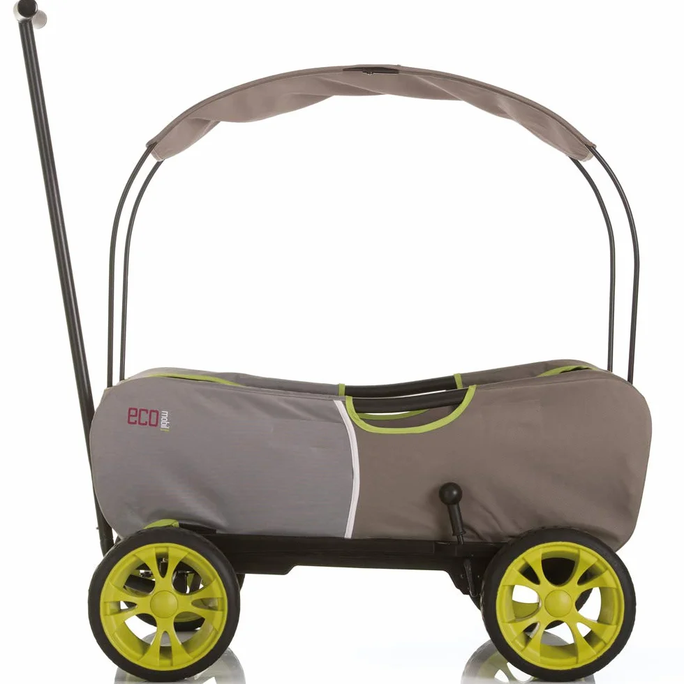 Hauck Wózek Transportowy Eco Mobil, dla Dwojga Dzieci, od 2 Lat, Ładowność do 50 kg, Stabilny, Nieprzechylny, Składany, Hamulec Postojowy, Resorowany, Zdejmowany Dyszel, Zadaszenie, Poduszka