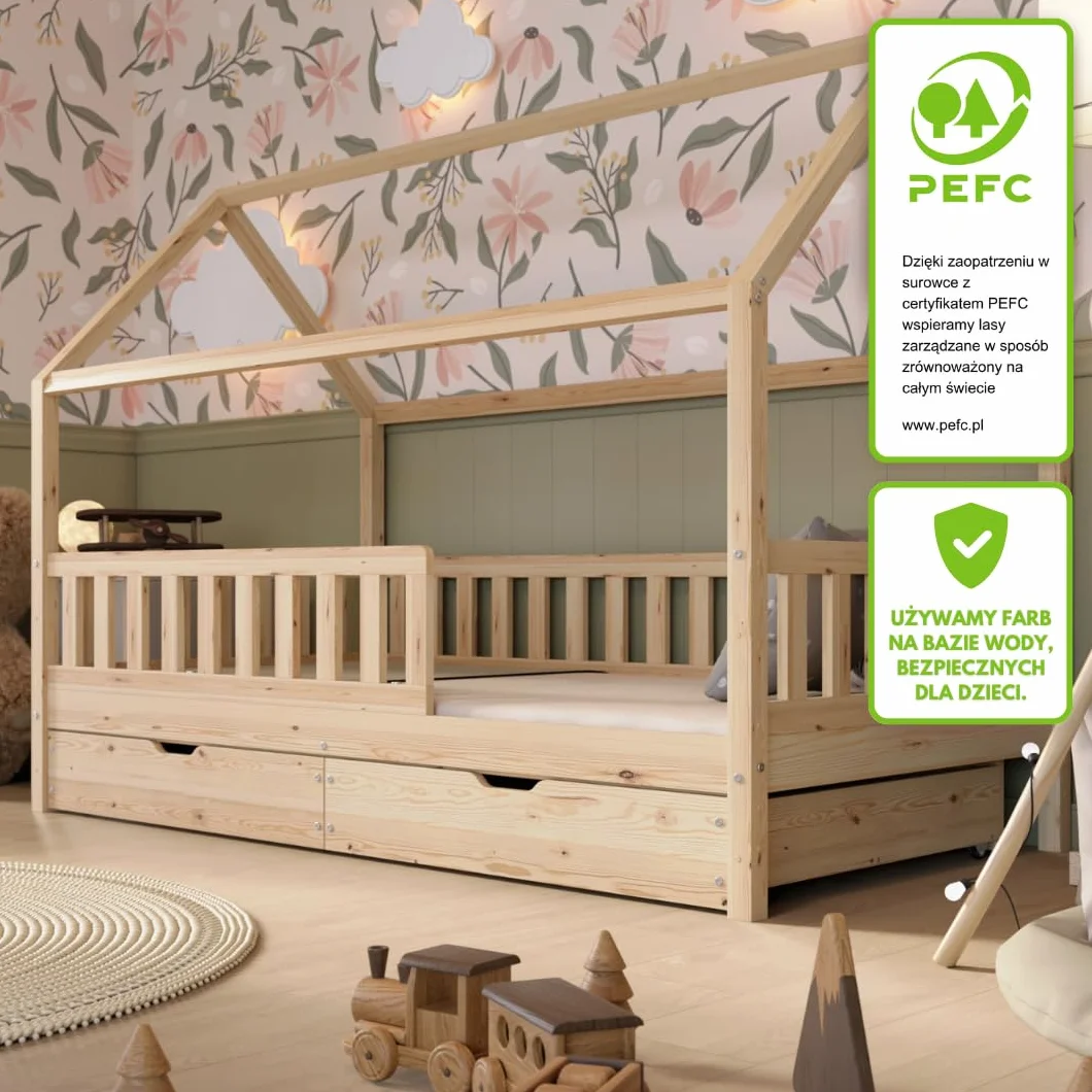 Crazy Blanco 160x80 naturalne drewno + szuflady