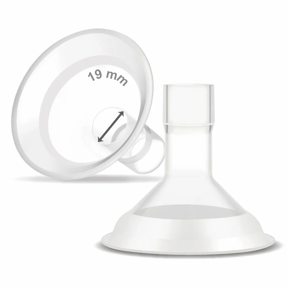 Maymom MyFit Comfy Series 19 mm dwuczęściowa osłona piersi kompatybilny z częściami laktatorów Medela, zamiennik osłon Medela, pasuje do złącza MaxFlow Flex, 2 szt.