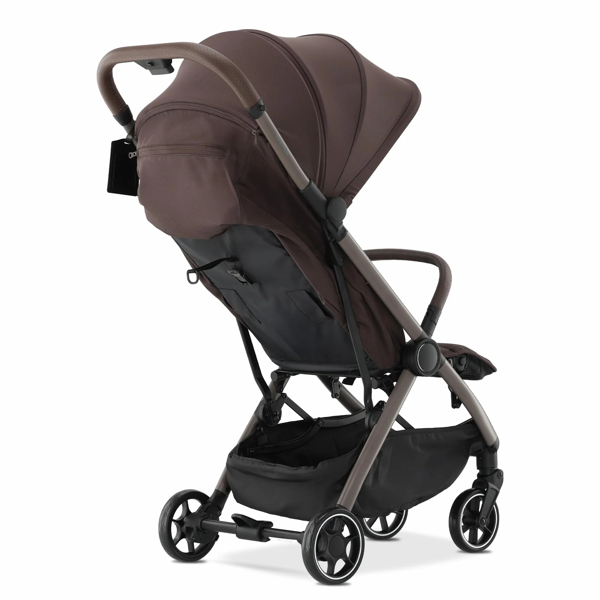 Deryan AIR Travel Buggy dla dzieci od urodzenia do 22 kg, 0-4 lata, z funkcją leżenia, ultralekki 8 kg, składany jedną ręką, UPF 50+, kosz do 5 kg (czekoladowy)