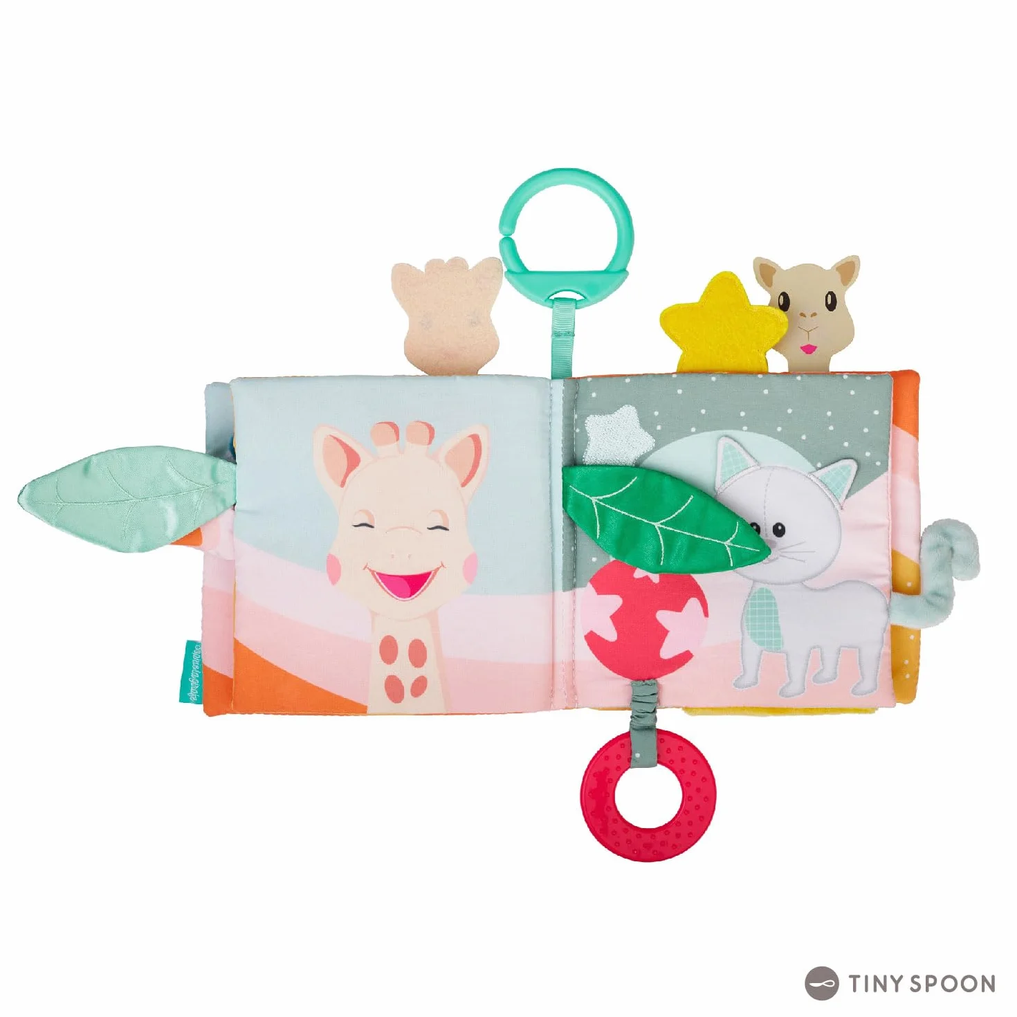 SOPHIE LA GIRAFE - Księga odkryć Sophie la Girafe - Gry Przebudzenia - 8 stron - Różne aktywności, tekstury, kolory - Dla dzieci od 3 miesiąca życia