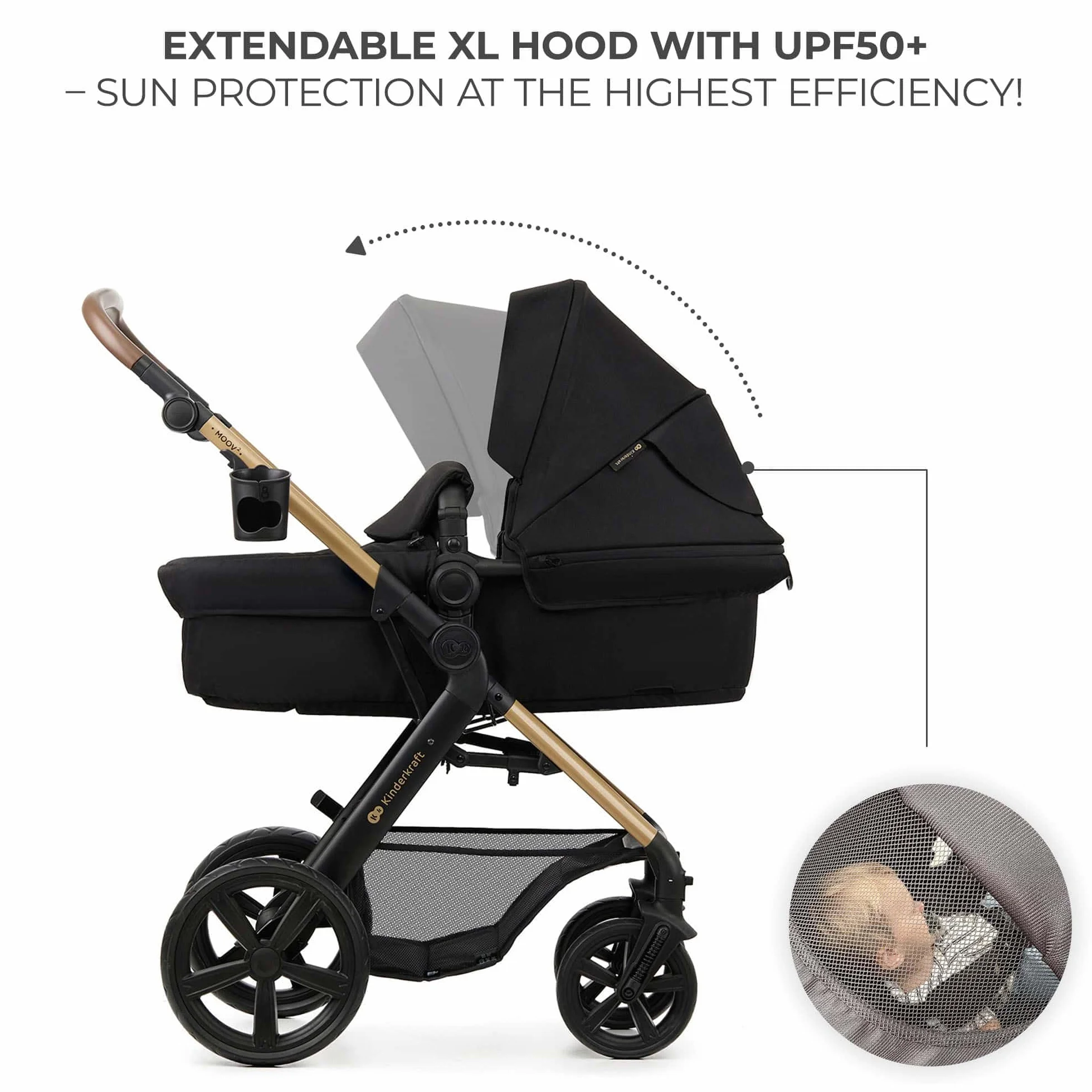 Kinderkraft MOOV 2 3 w 1 fotelik samochodowy, Mink PRO I-Size, system podróżny, wózek dziecięcy, krzesło spacerowe, składane, dla noworodka, od urodzenia do 3 lat, Czarny