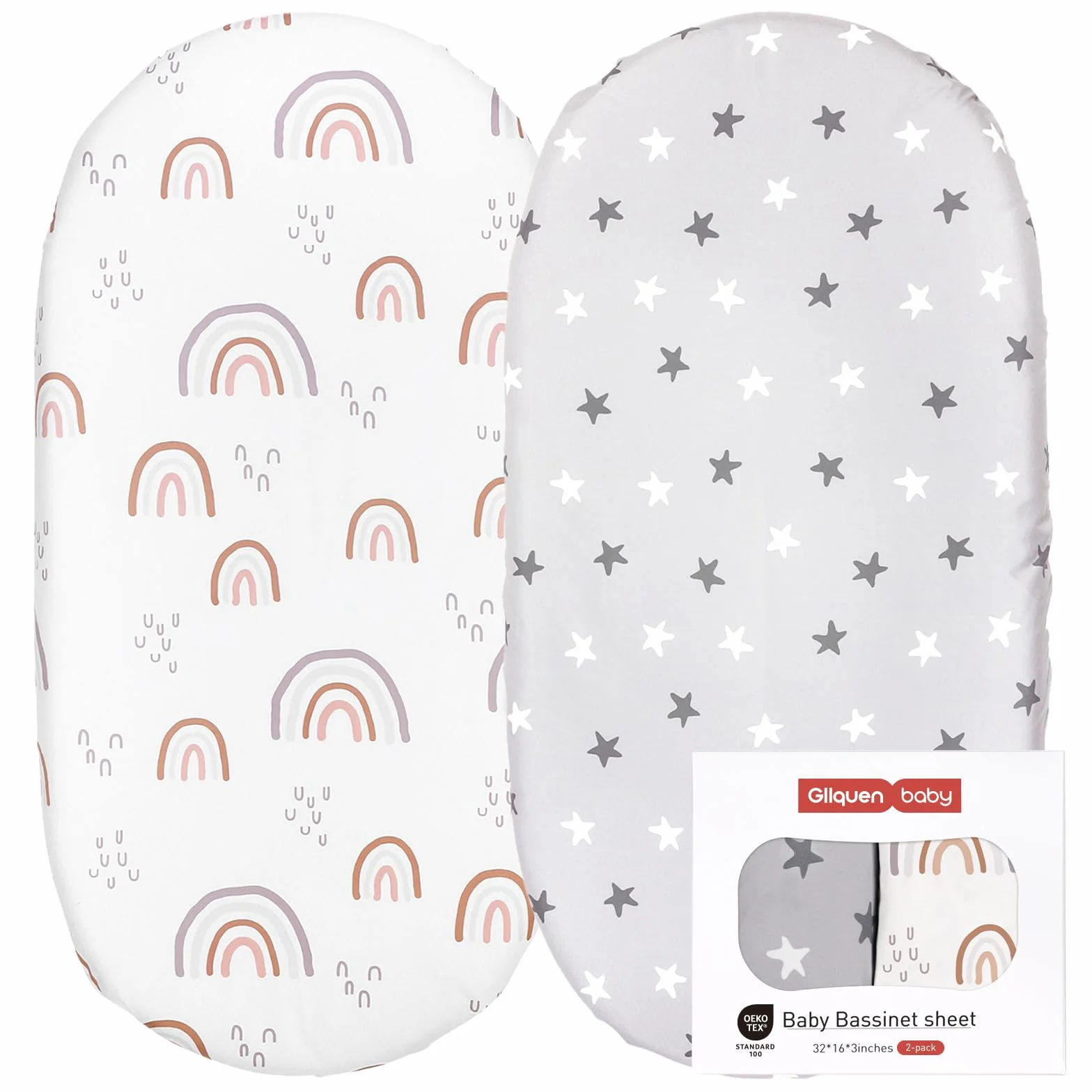 GLLQUEN BABY Prześcieradło z gumką Moses Basket dla noworodków, 100% mikrofibra, Oeko-tex100, przytulne i oddychające prześcieradła do łóżeczka dziecięcego dla chłopca i dziewczynki, łatwe w