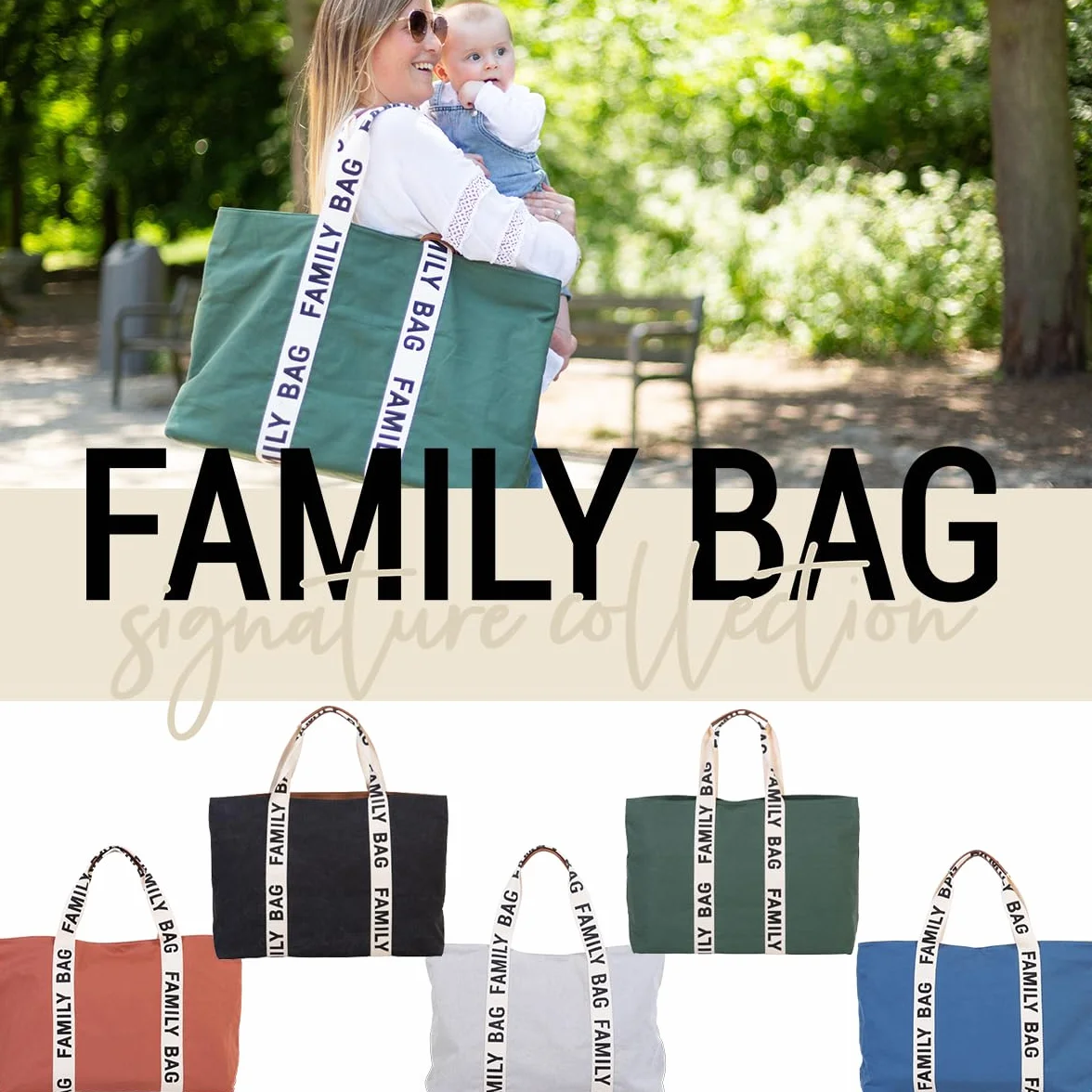 CHILDHOME, Torba rodzinna, torba do przewijania, torba podróżna/weekendowa, duża pojemność, zdejmowana torba w zestawie, zielona, kolekcja Signature Collection