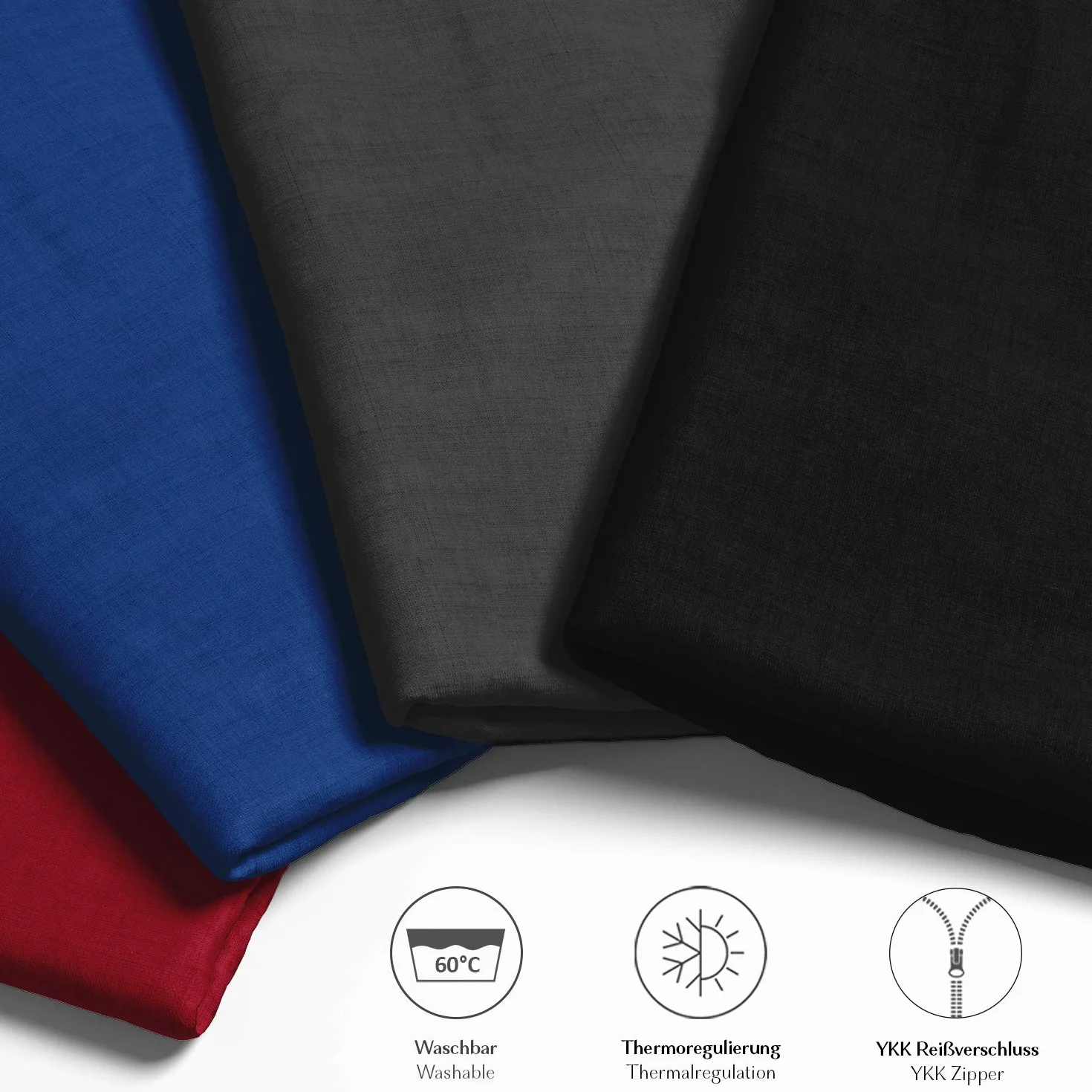 Alreya Renforcé Poszewka na poduszkę 60 x 60 cm – 100% bawełna, z zamkiem błyskawicznym YKK, super miękka poszewka na poduszkę, kolor Czarny (sama poszewka)