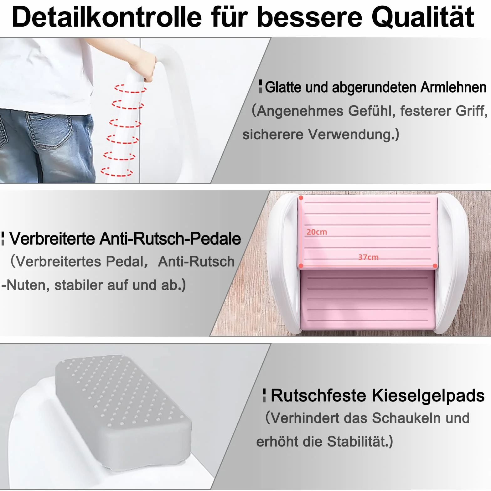 UISEBRT Taboret dla dzieci, 2 poziomy, stołek dziecięcy, dla małych dzieci, wieża do nauki, antypoślizgowa, z tworzywa sztucznego, do łazienki, sypialni, kuchni, pokoju dziecięcego, różowy