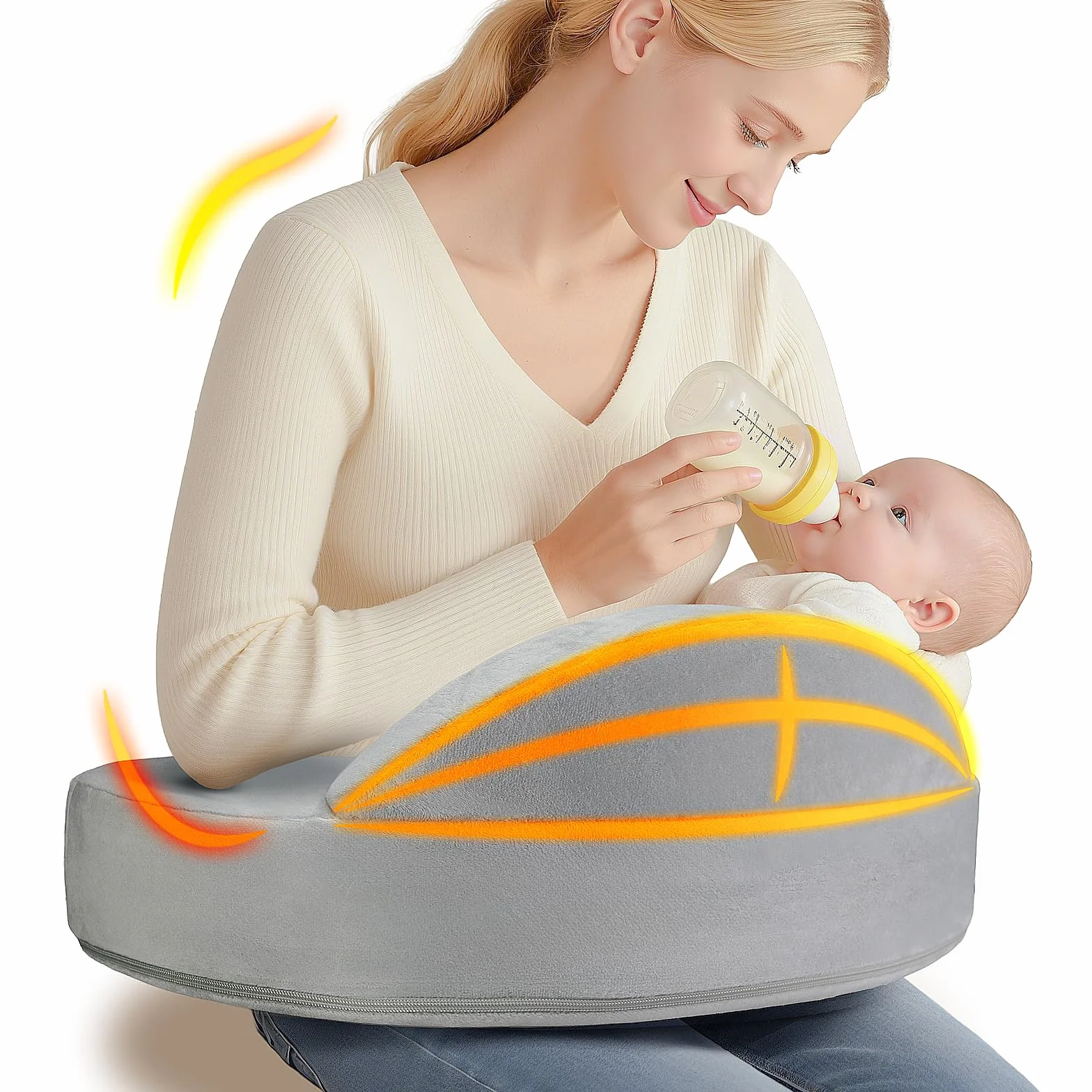 Poduszka do karmienia z pianki z pamięcią kształtu, pionierskie ogrodzenie bezpieczeństwa, duży rozmiar, poduszka do karmienia piersią dla ergonomicznego komfortu i wsparcia, łatwiejsza i