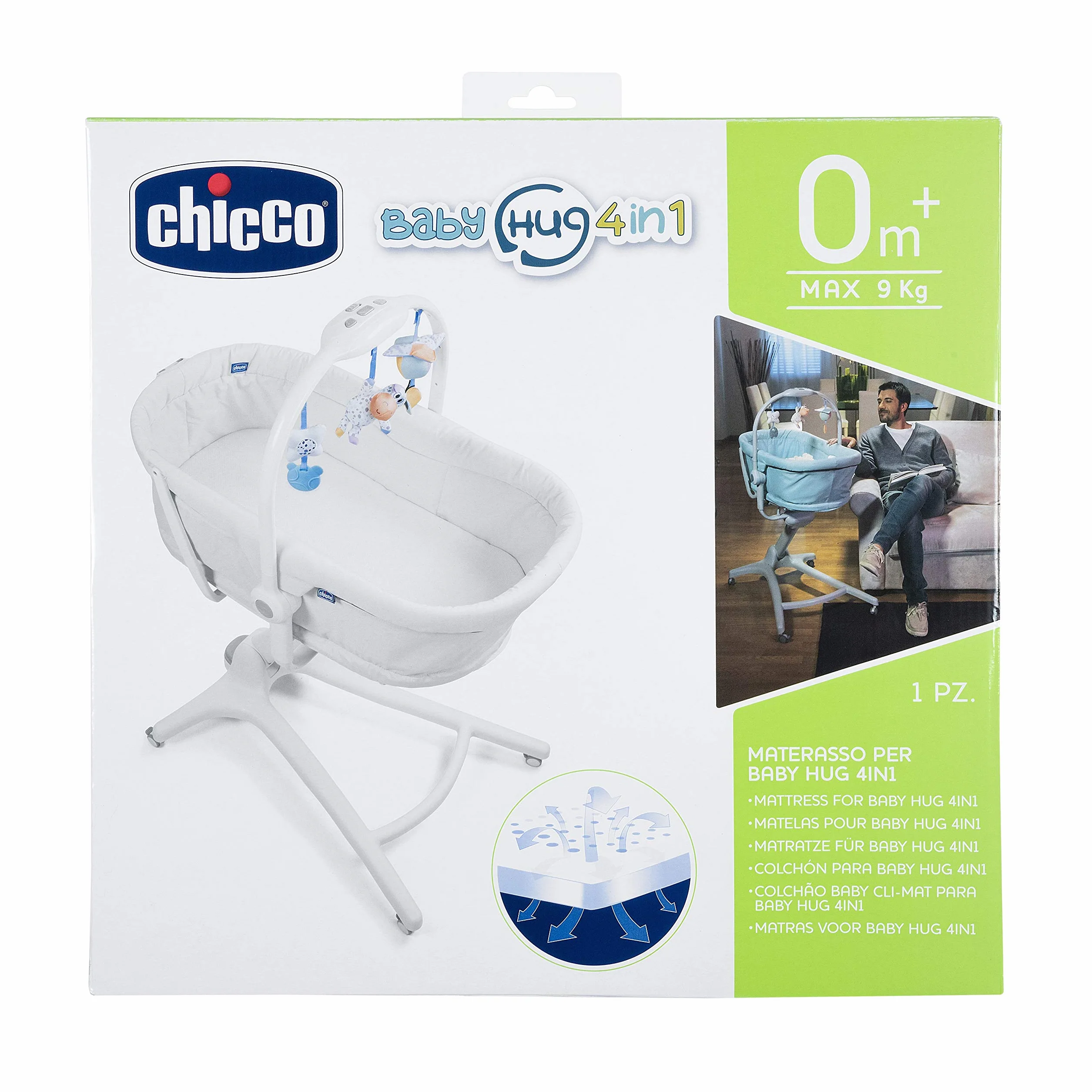 Chicco Baby Hug 4 w 1 Materac oddychający 75x38x2.5 cm biały